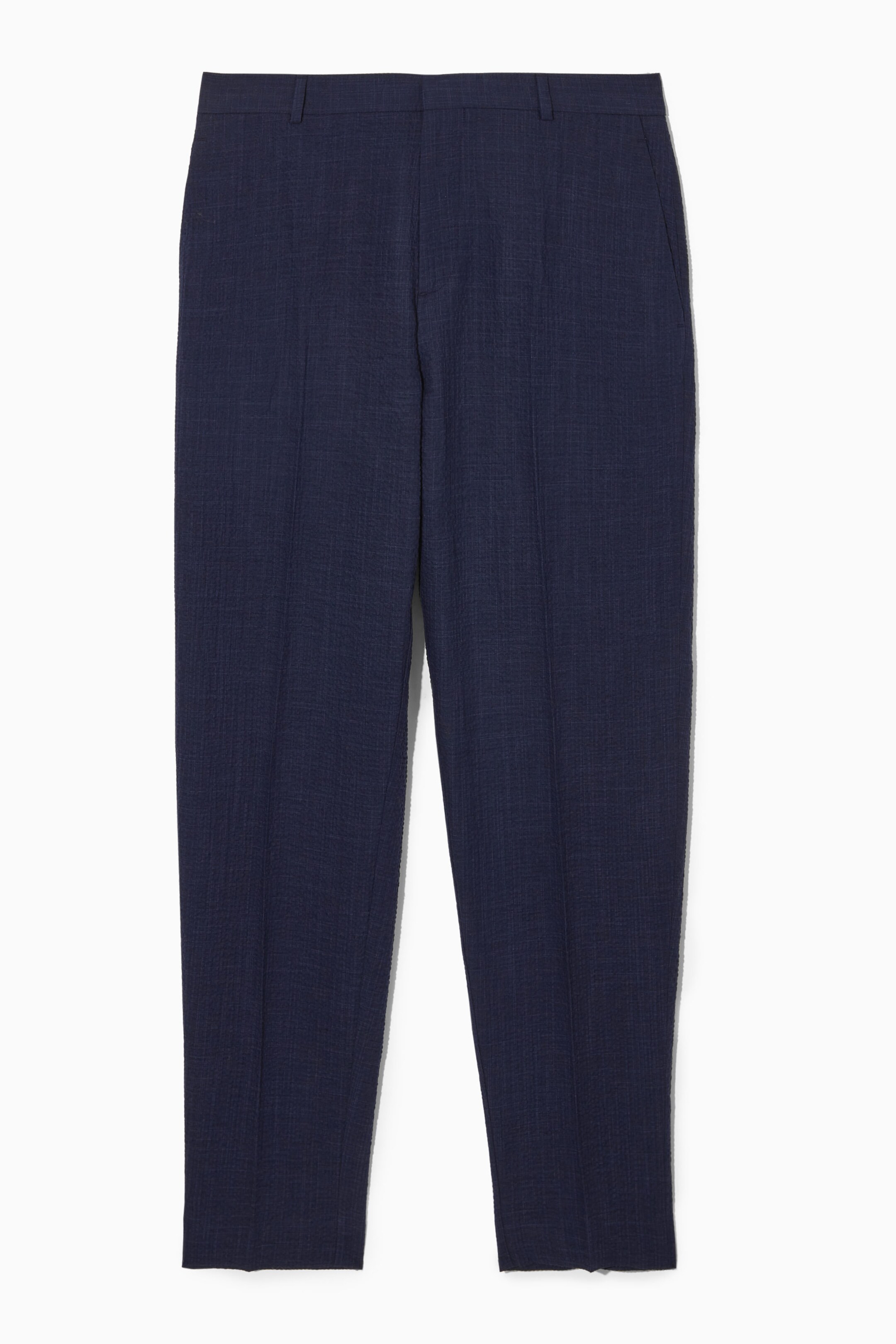 TAPERED TEXTURED-SEERSUCKER TROUSERS