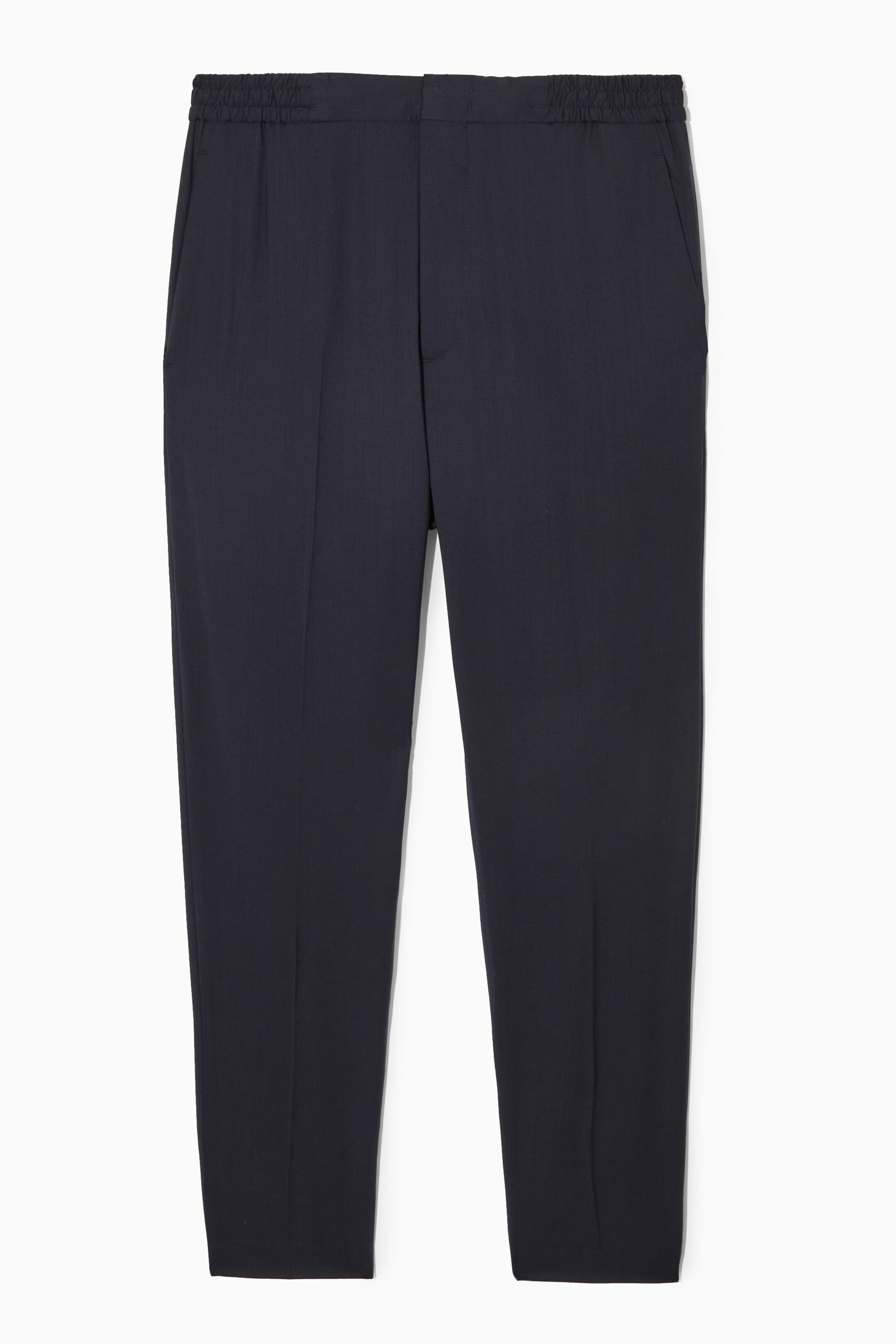 TAPERED ELASTICATED WOOL-TWILL PANTS