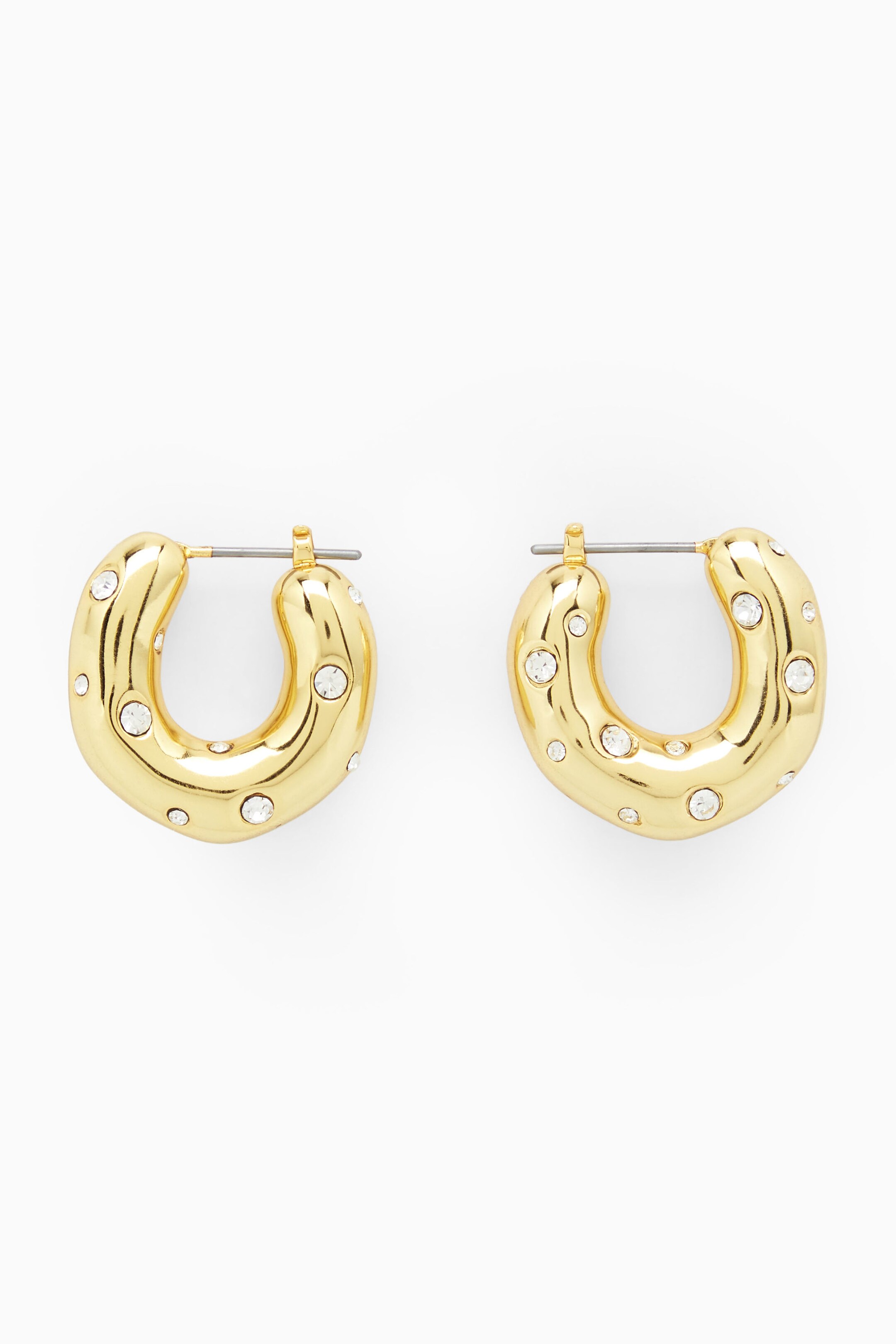 CRYSTAL-EMBELLISHED CHUNKY HOOP EARRINGS