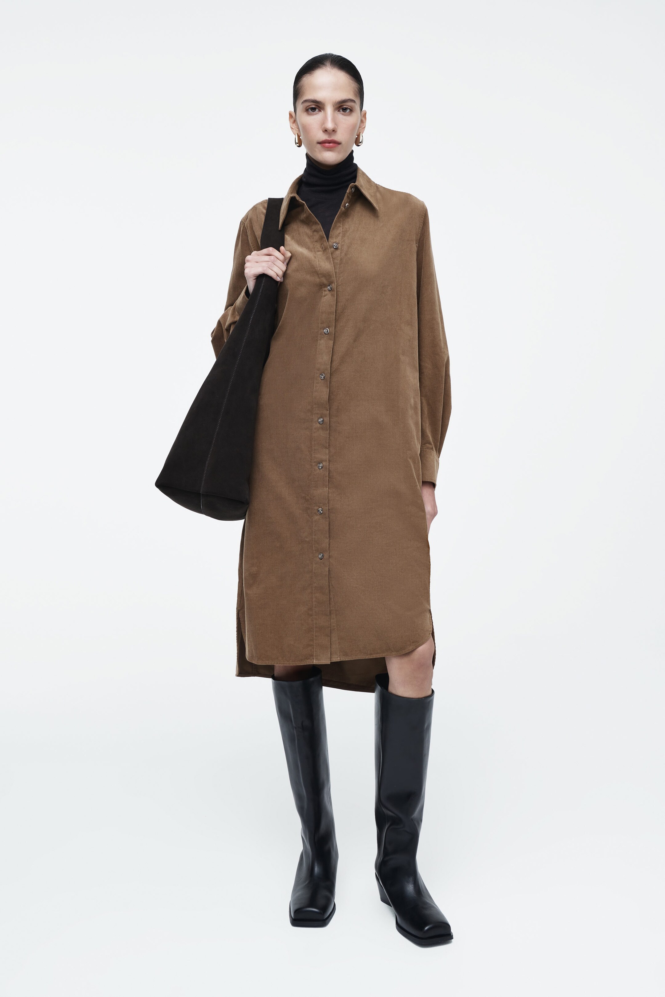 CORDUROY MIDI SHIRT DRESS