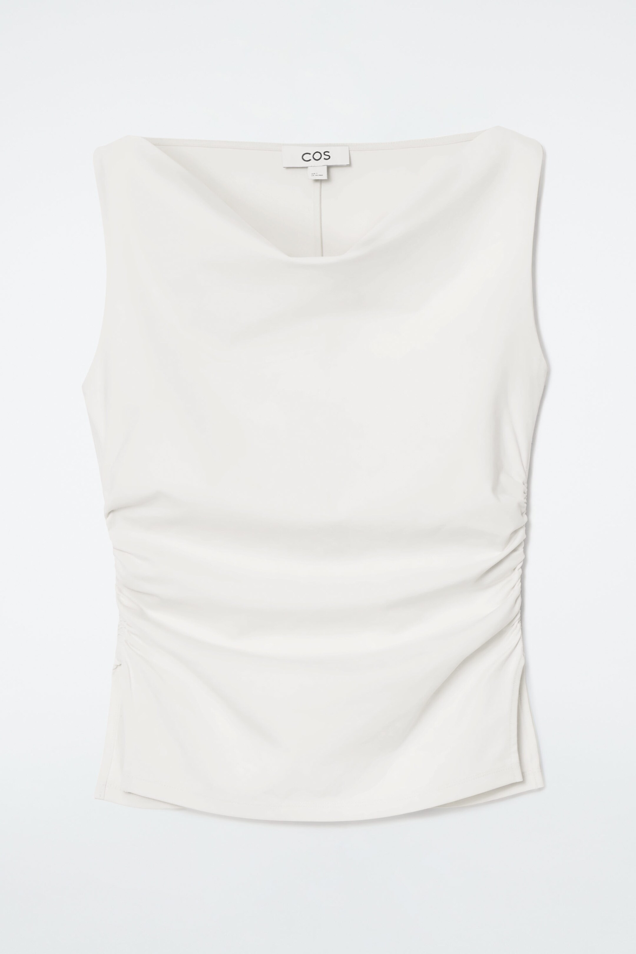 COWL-NECK GATHERED SLEEVELESS TOP