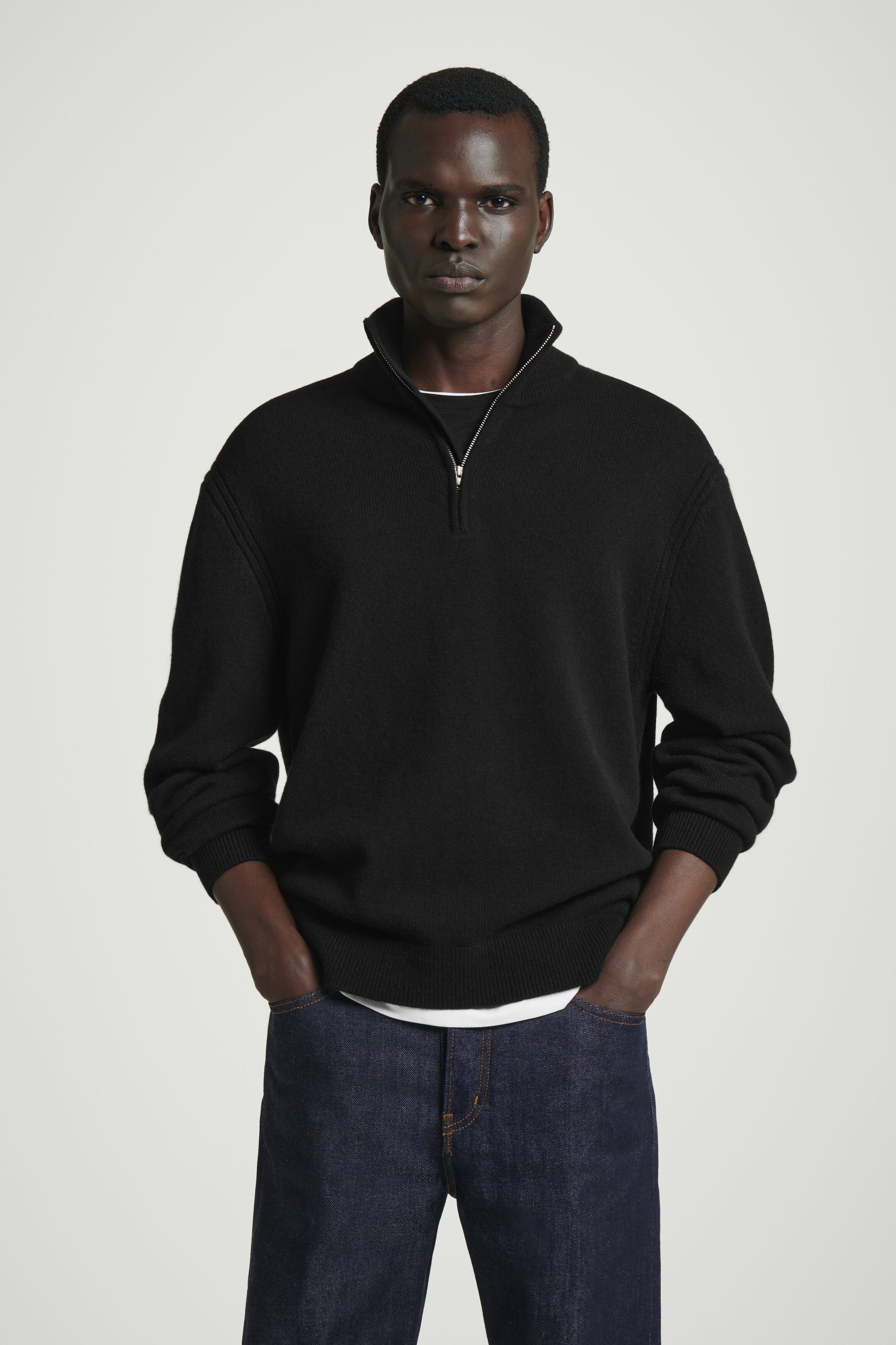 PURE CASHMERE HALF-ZIP JUMPER