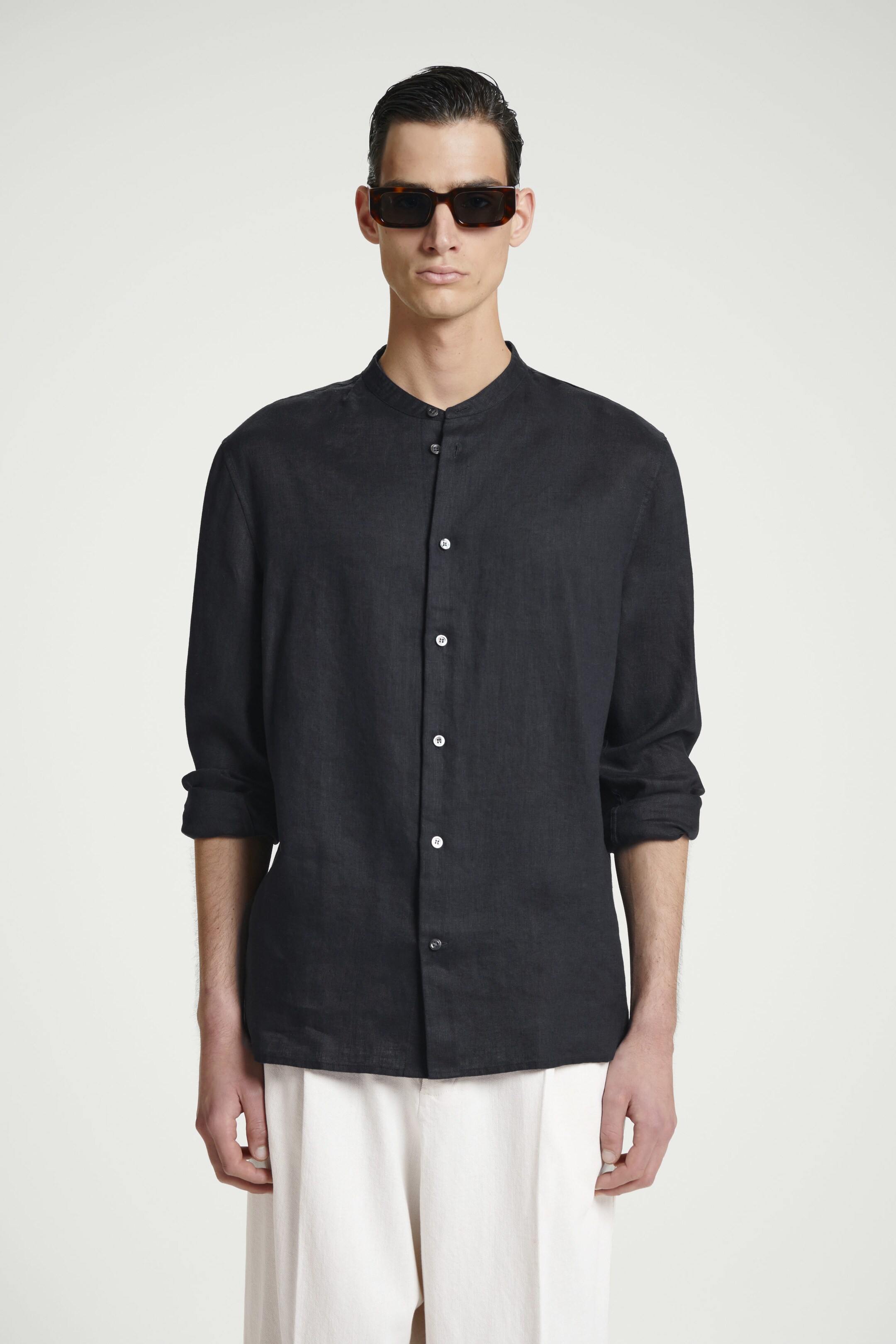 CHEMISE OVERSIZE COL OFFICIER EN LIN