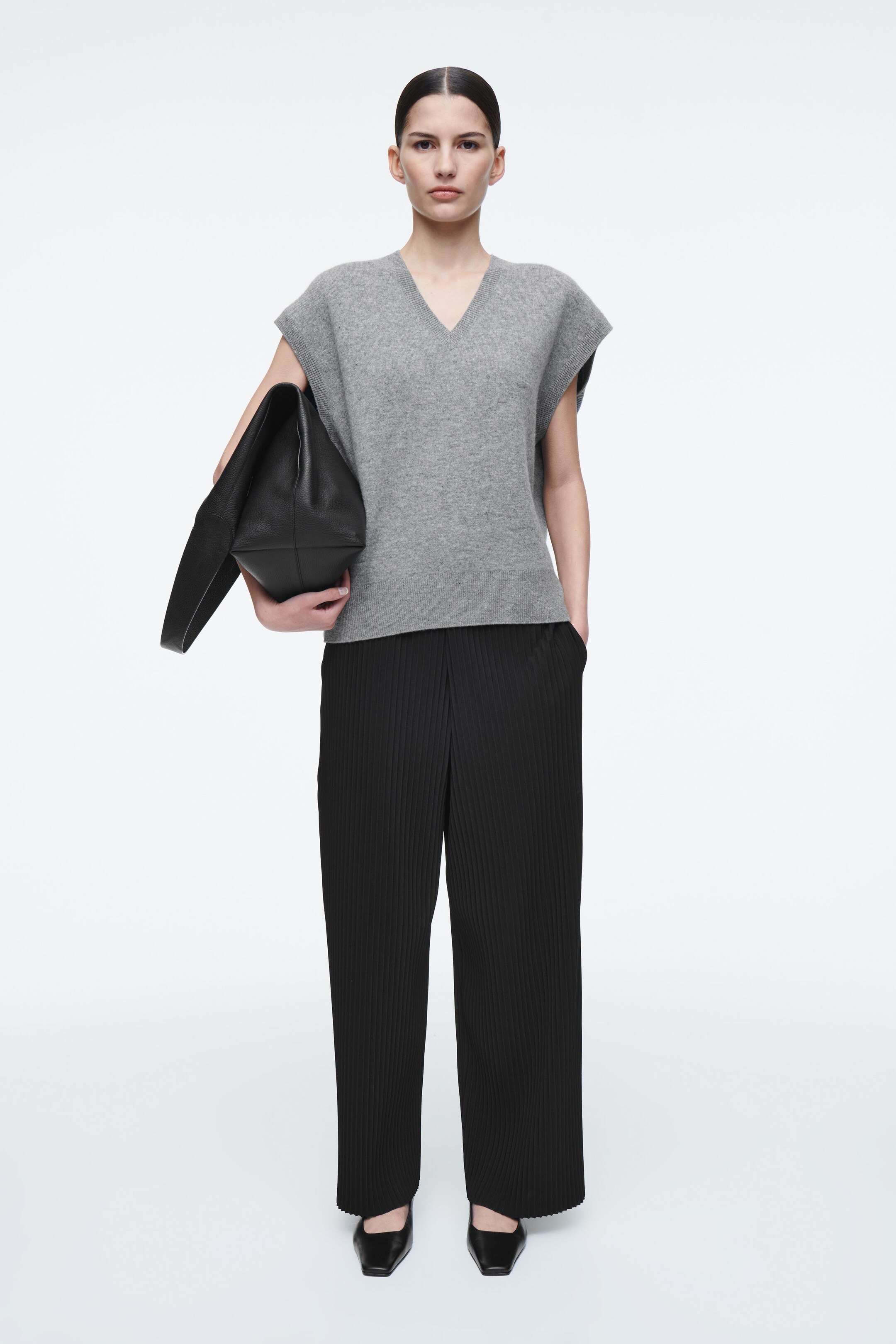 PLISSÉ WIDE-LEG TROUSERS