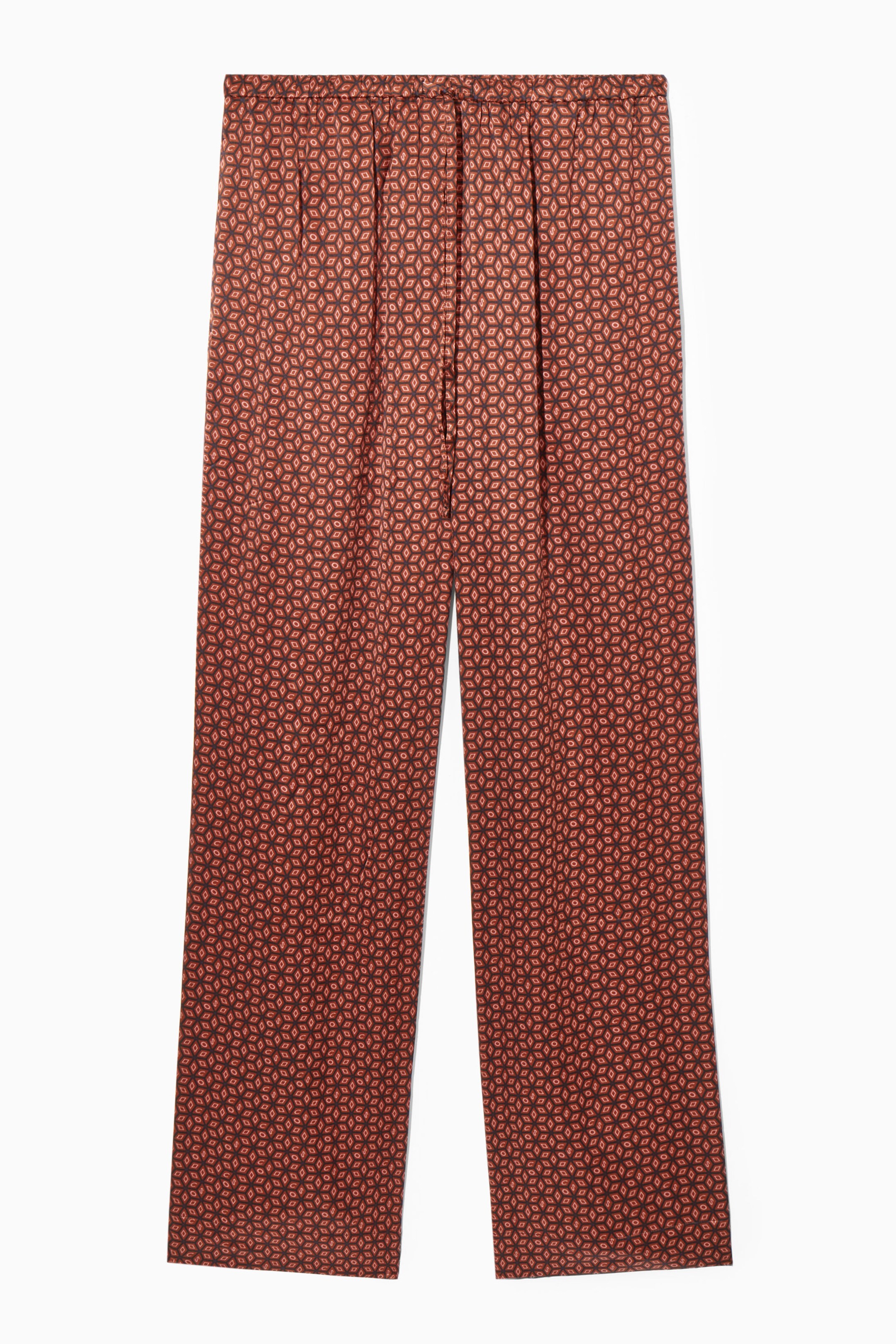 PRINTED PURE SILK PYJAMA TROUSERS