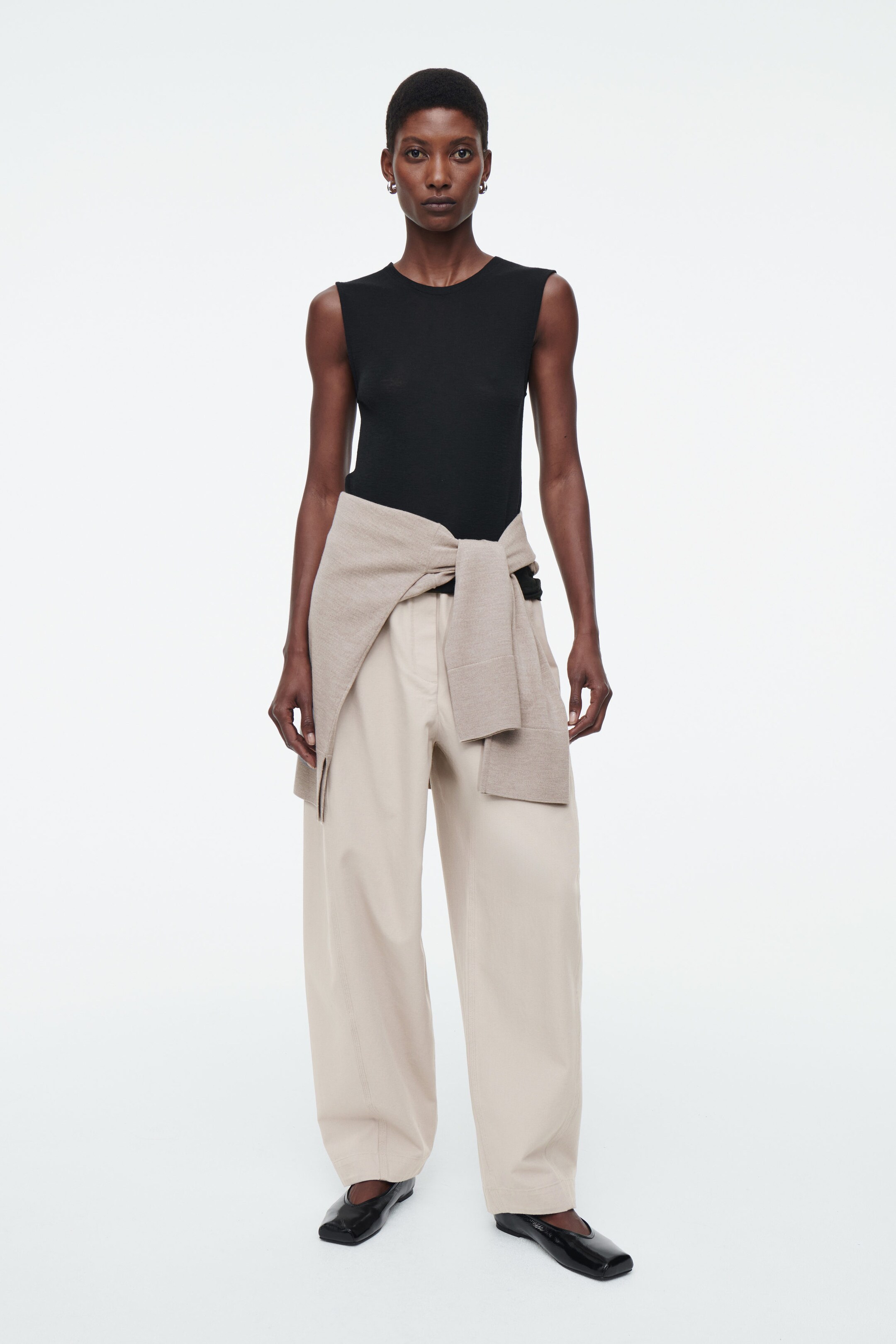 BARREL-LEG COTTON TROUSERS