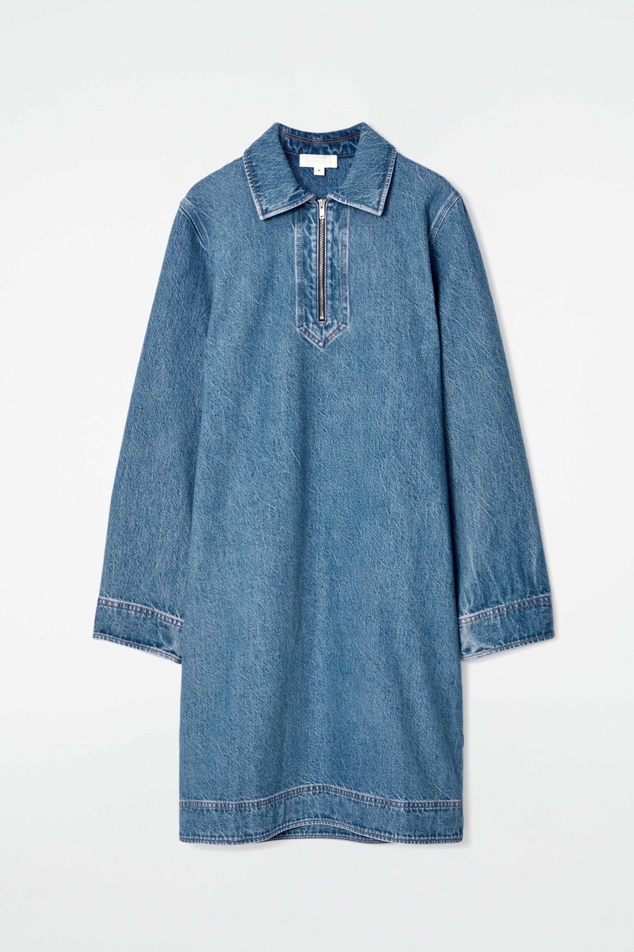 DENIM HALF-ZIP DRESS