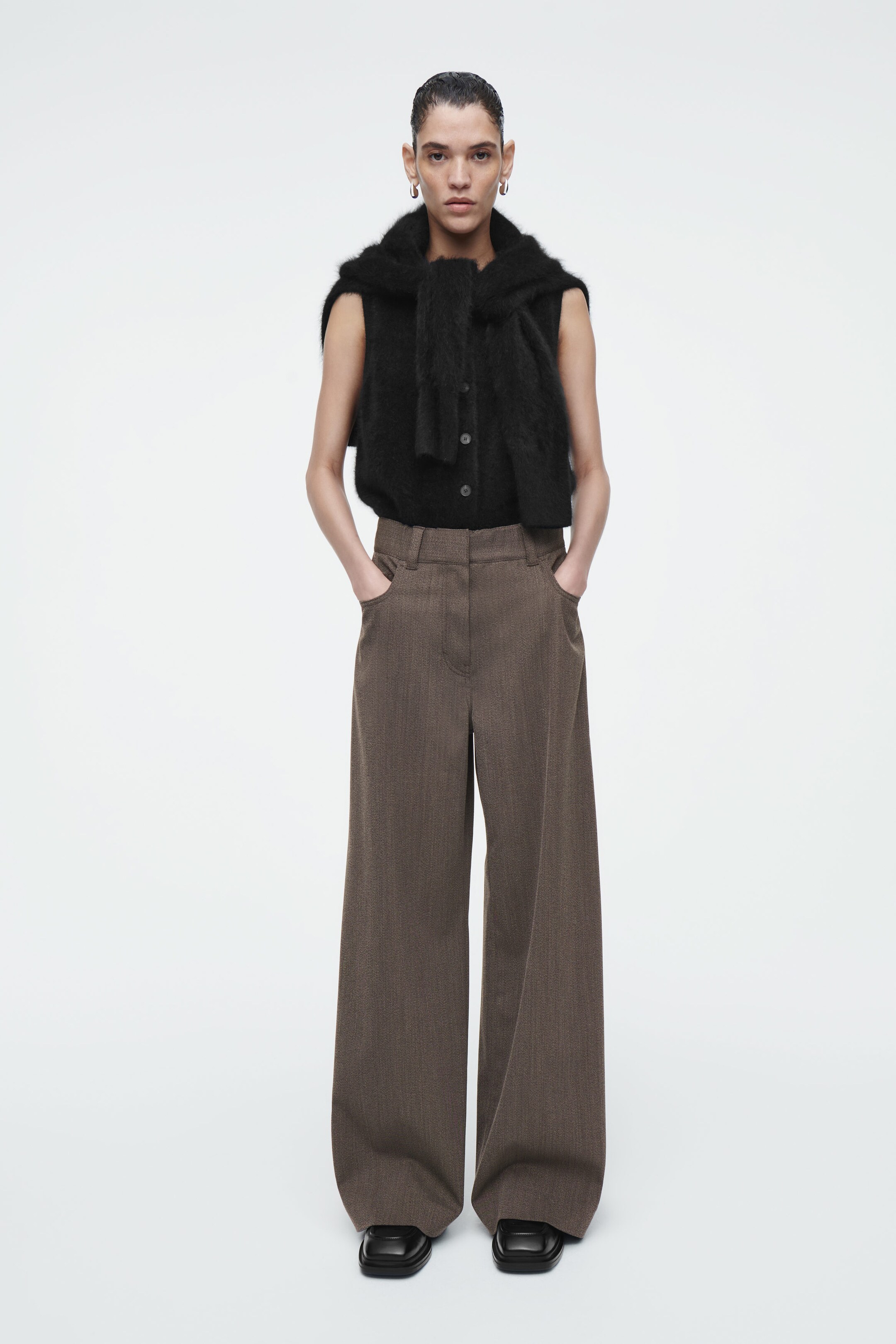 REGULAR WOOL-BLEND WIDE-LEG TROUSERS