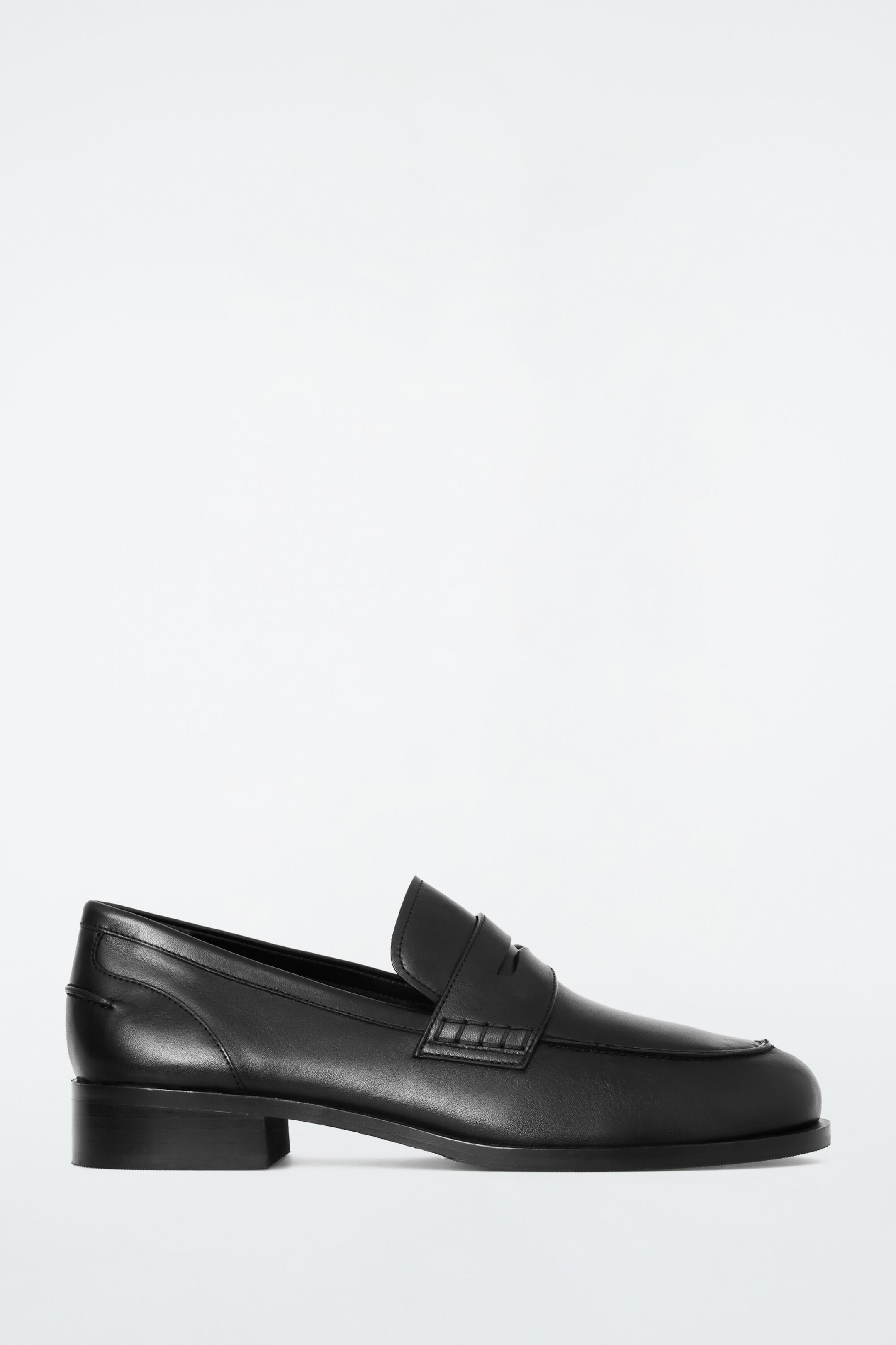 PINTUCKED LEATHER PENNY LOAFERS