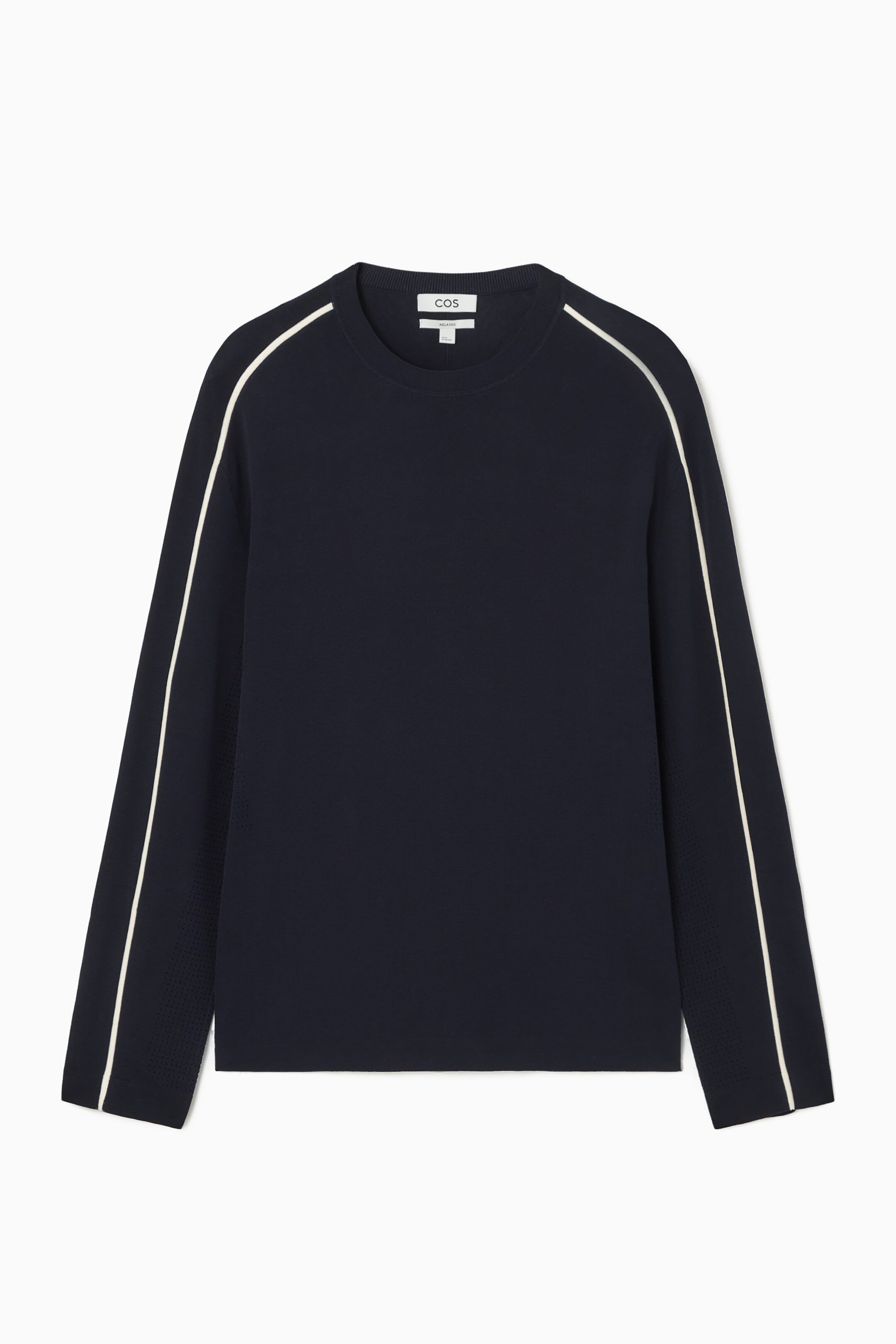 MESH-PANELLED CREW-NECK JUMPER