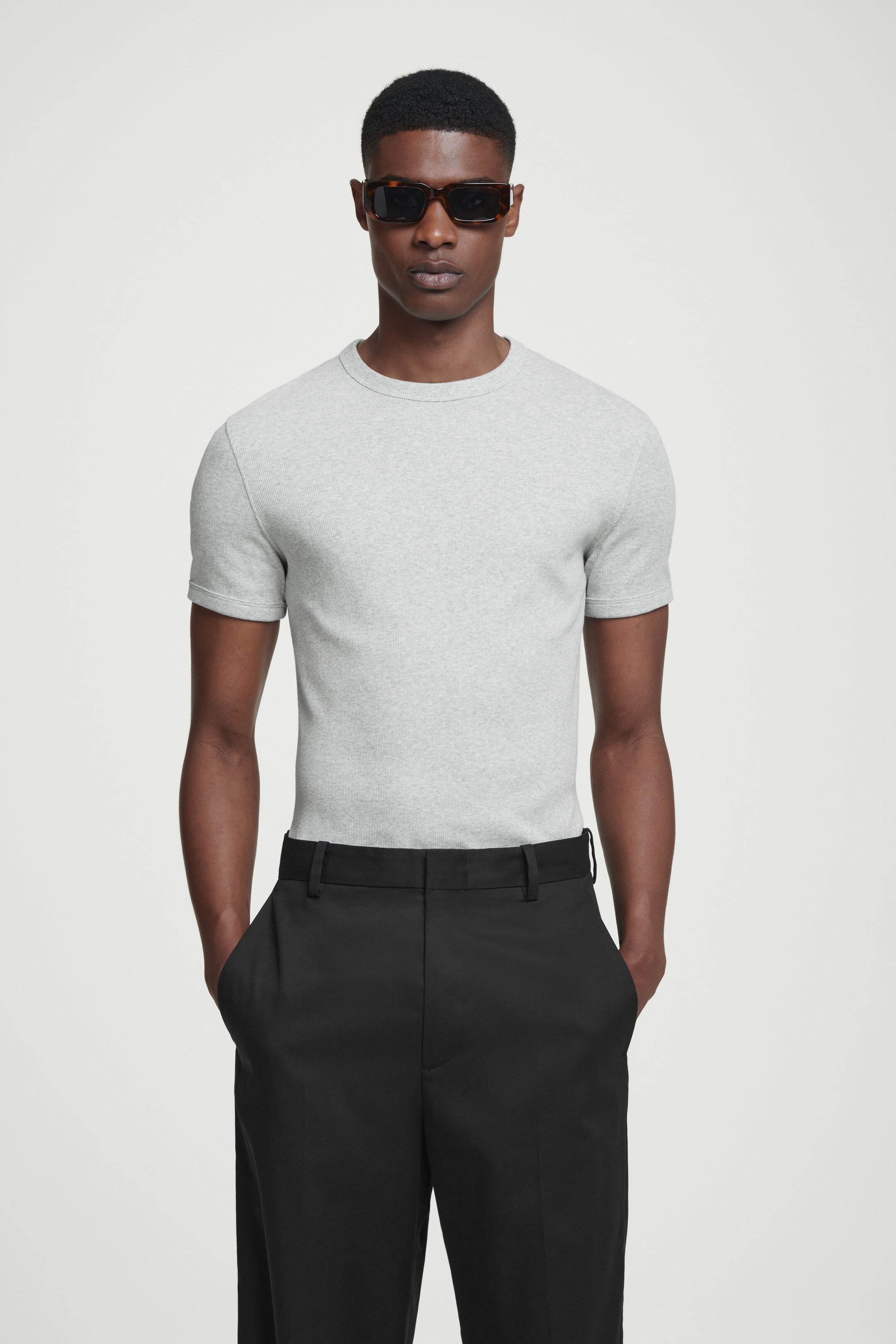 SLIM RIBBED COTTON T-SHIRT