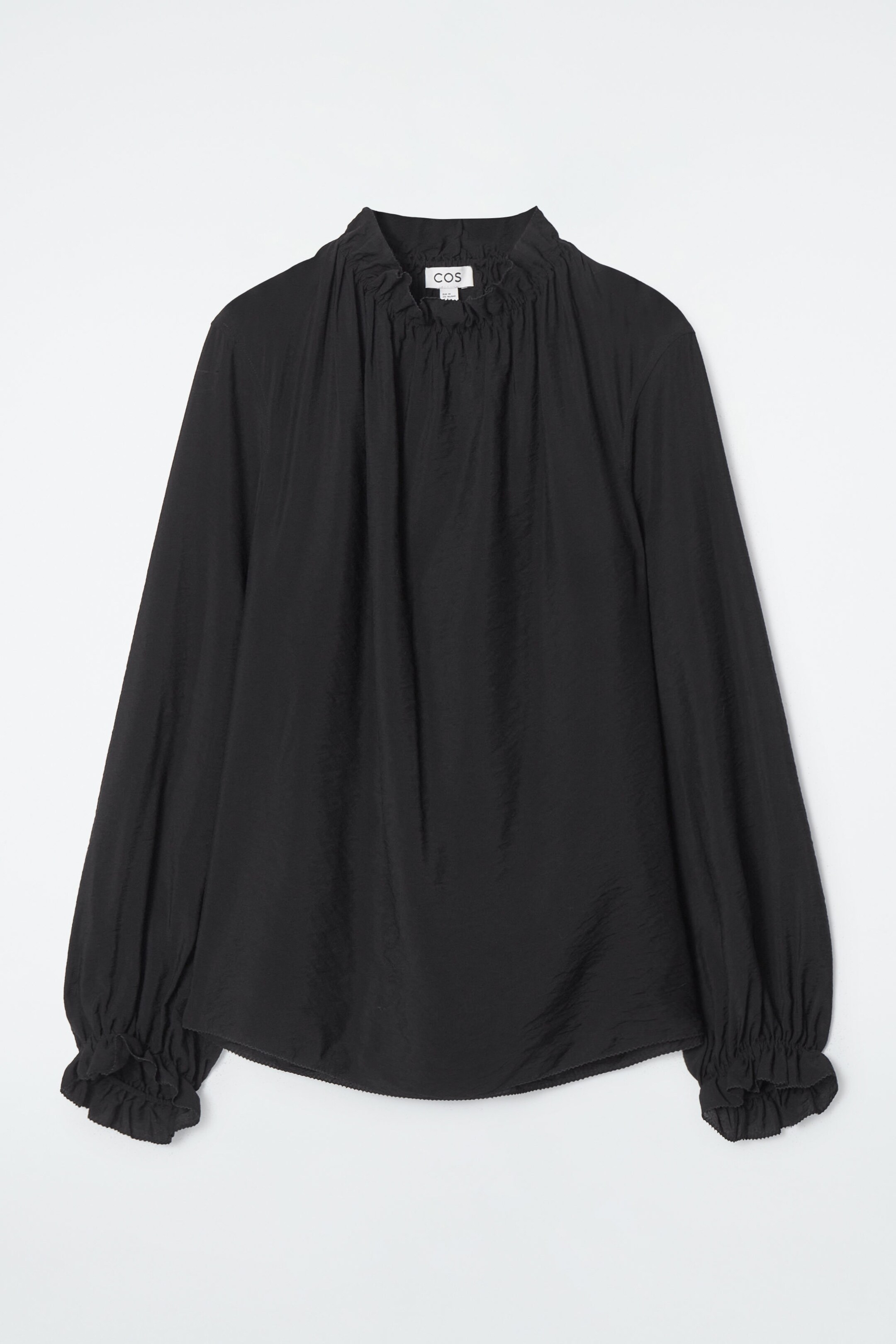 BLOUSE À VOLANTS ET COL MONTANT