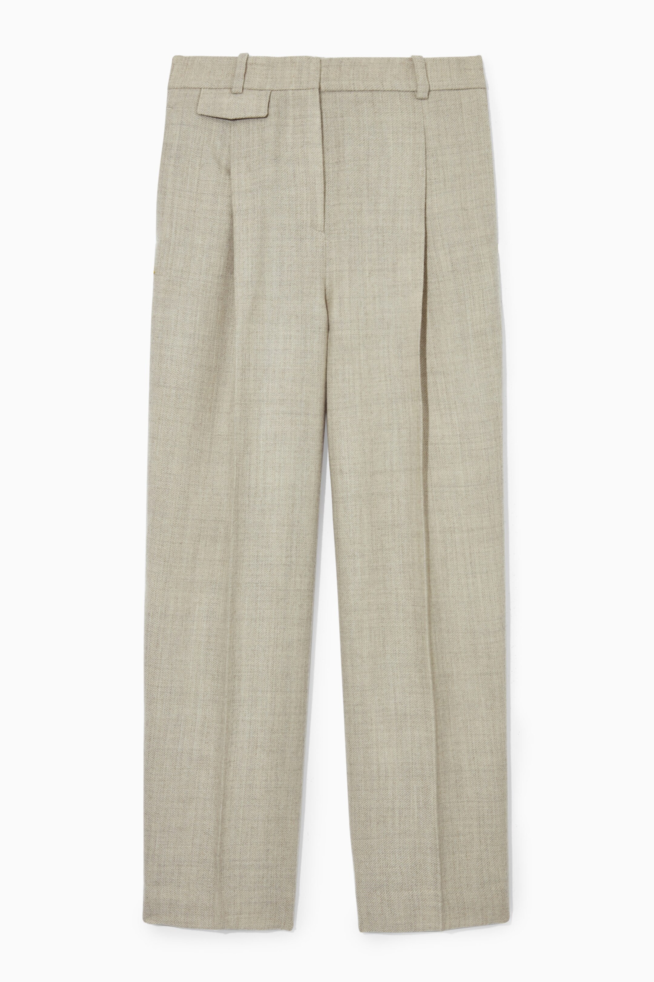 REGULAR PLEATED WOOL WIDE-LEG TROUSERS