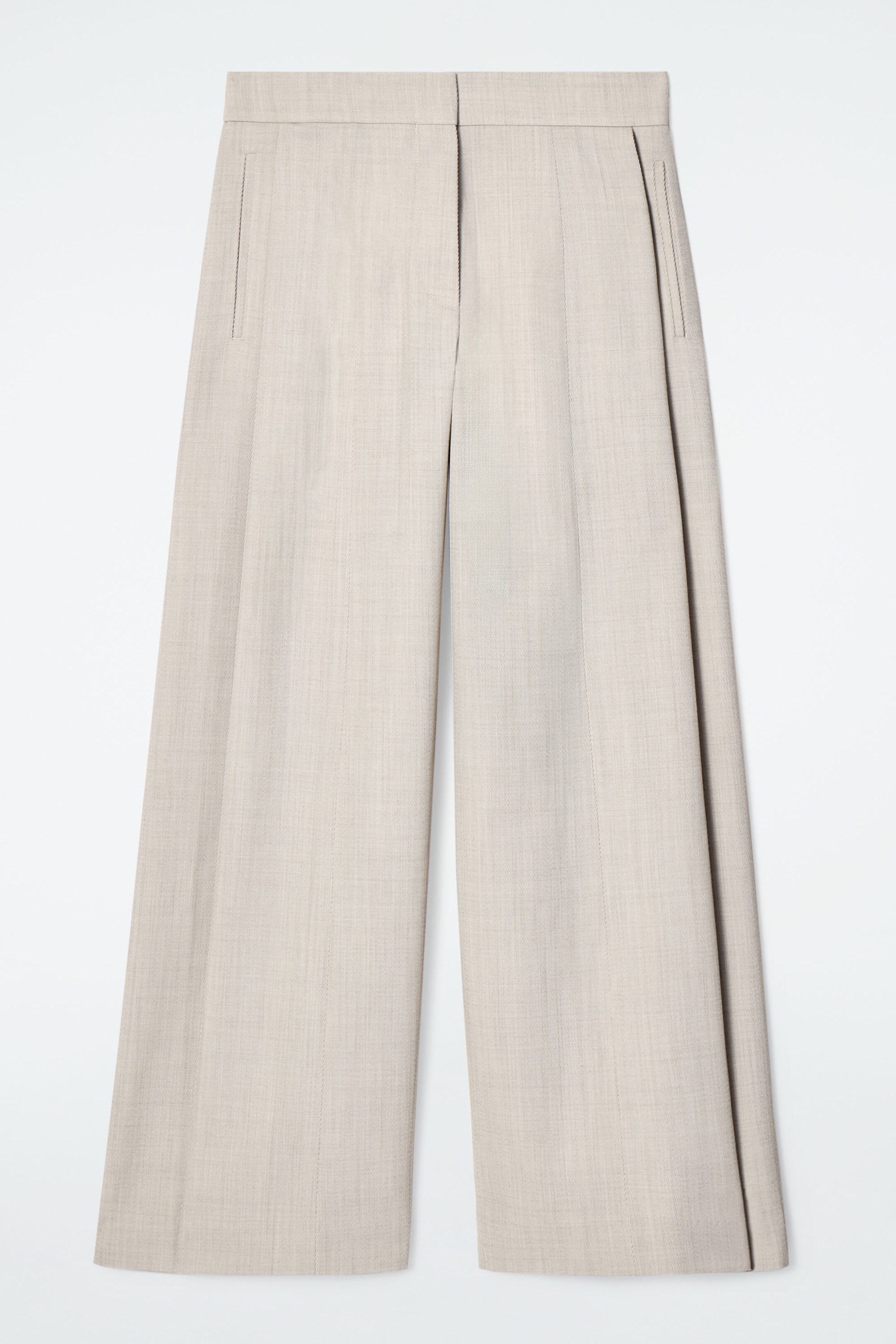 RELAXED WOOL-BLEND WIDE-LEG TROUSERS