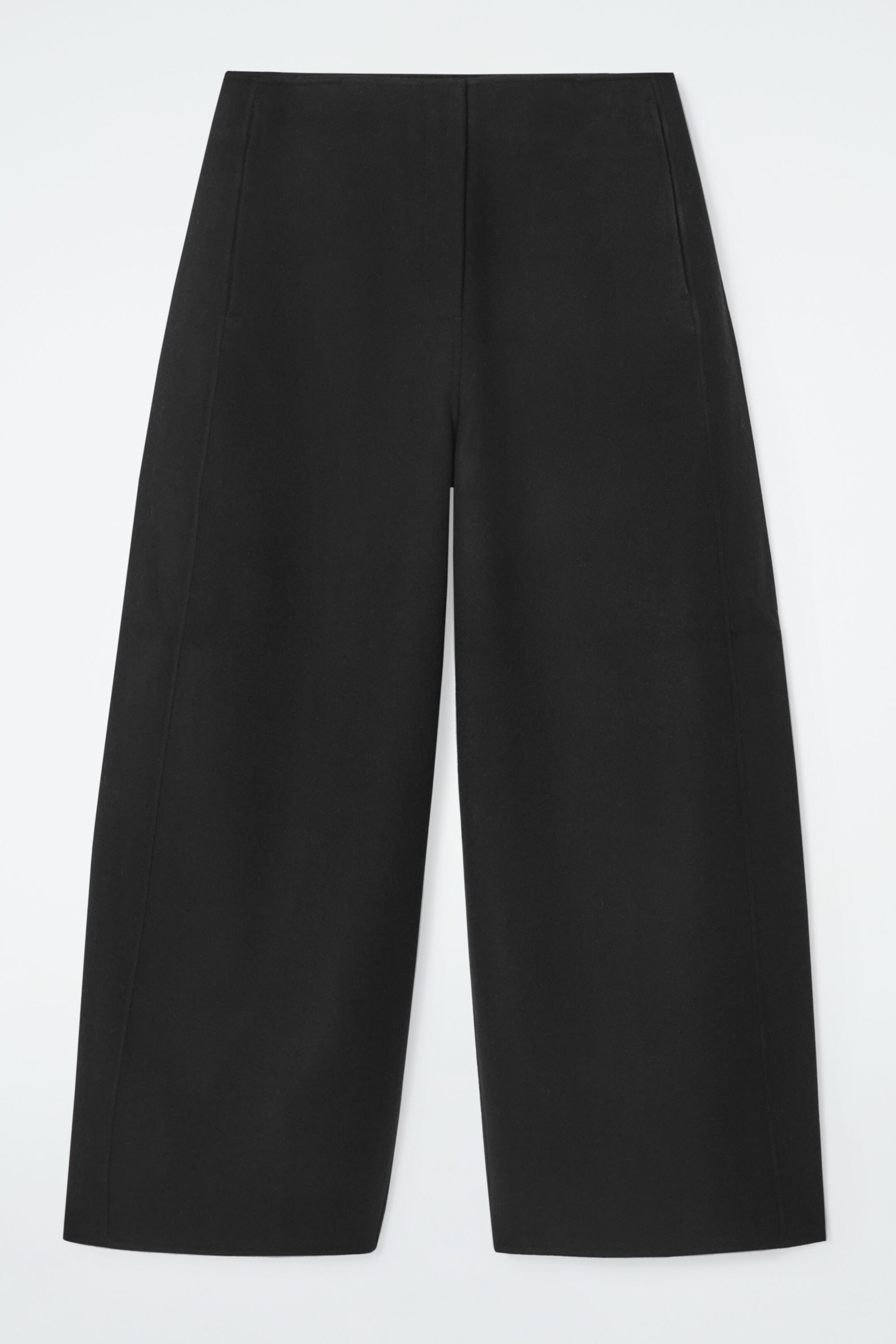 DOUBLE-FACED WOOL BARREL-LEG TROUSERS