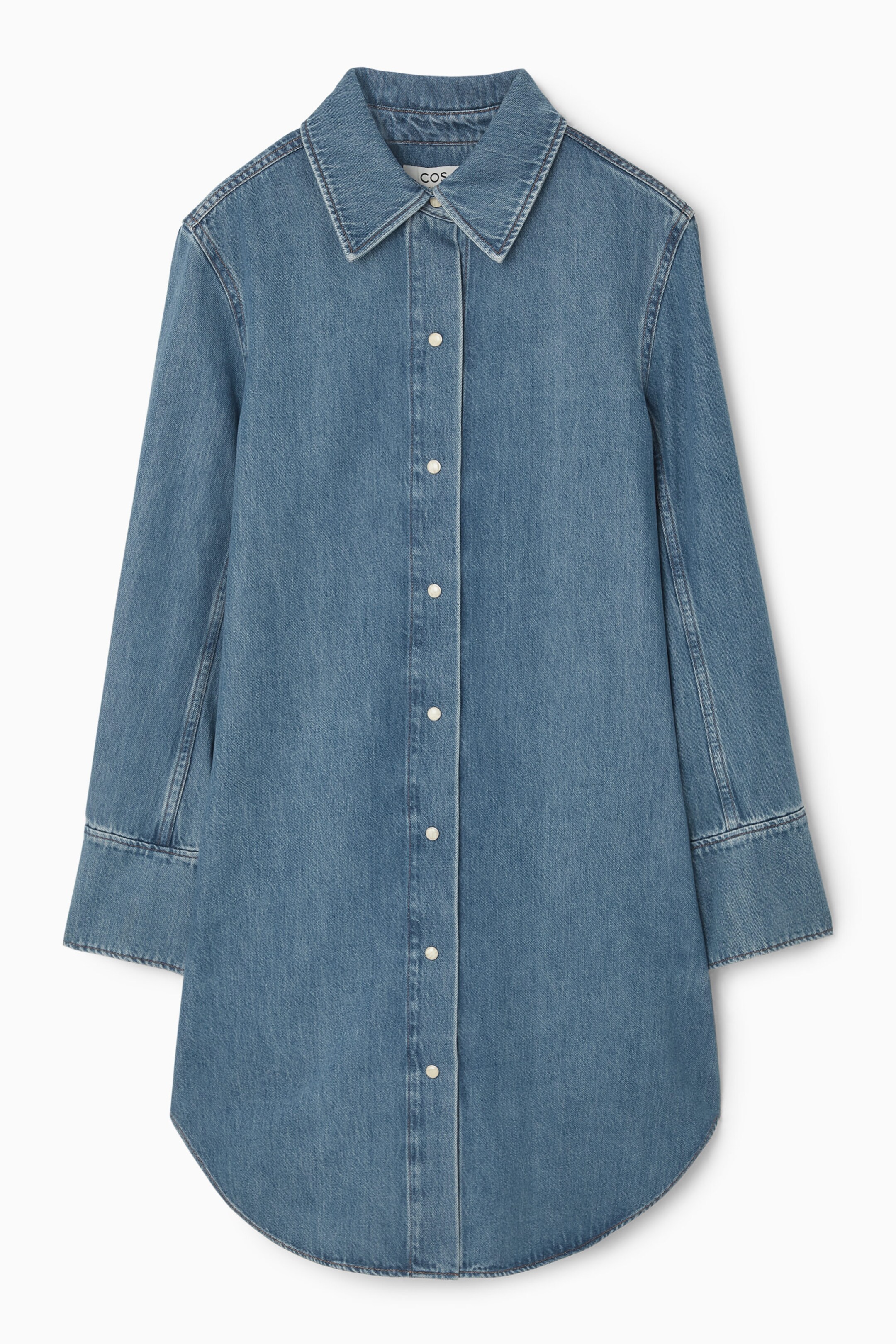 OVERSIZED DENIM MINI SHIRT DRESS