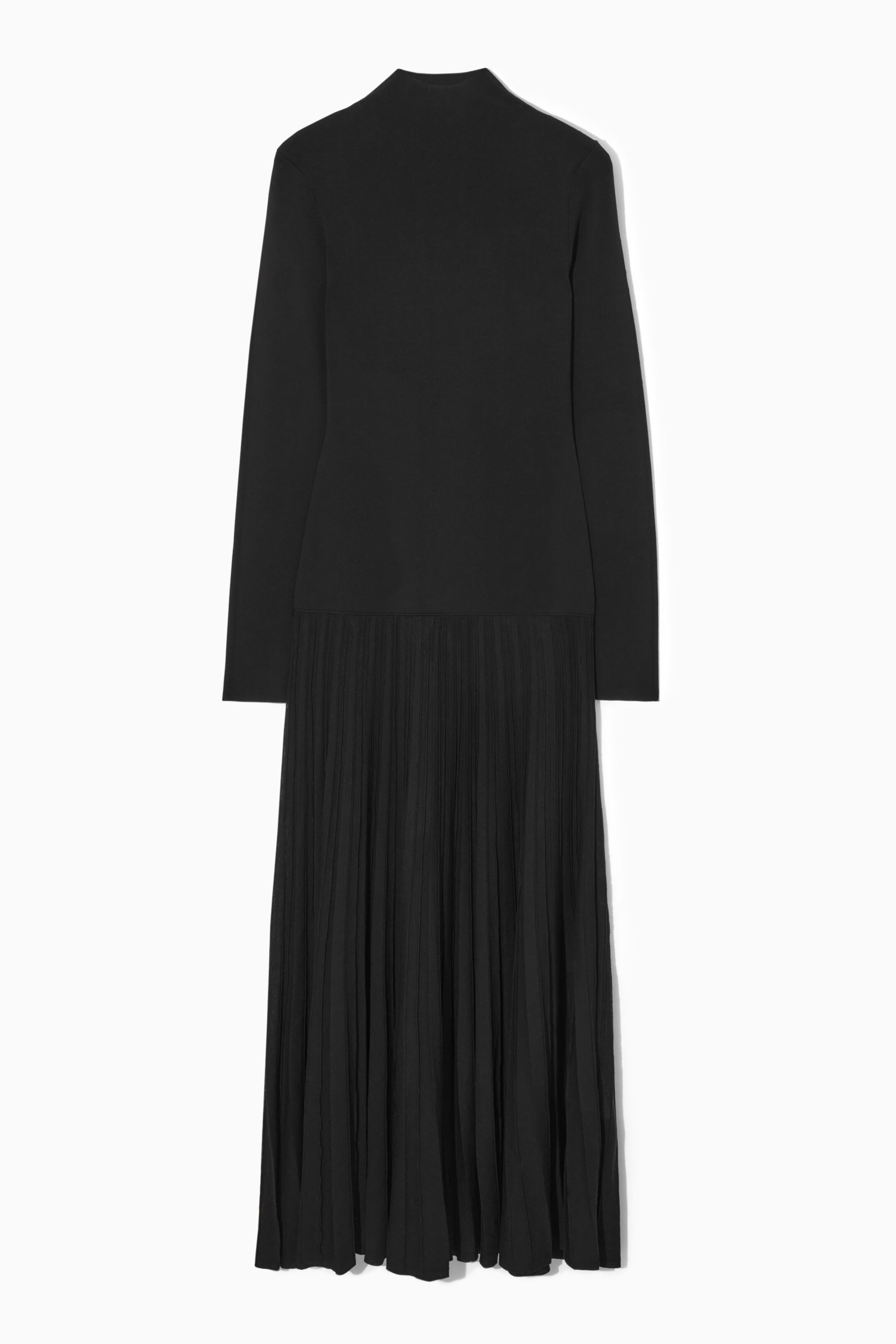 PLEATED KNITTED TURTLENECK MAXI DRESS