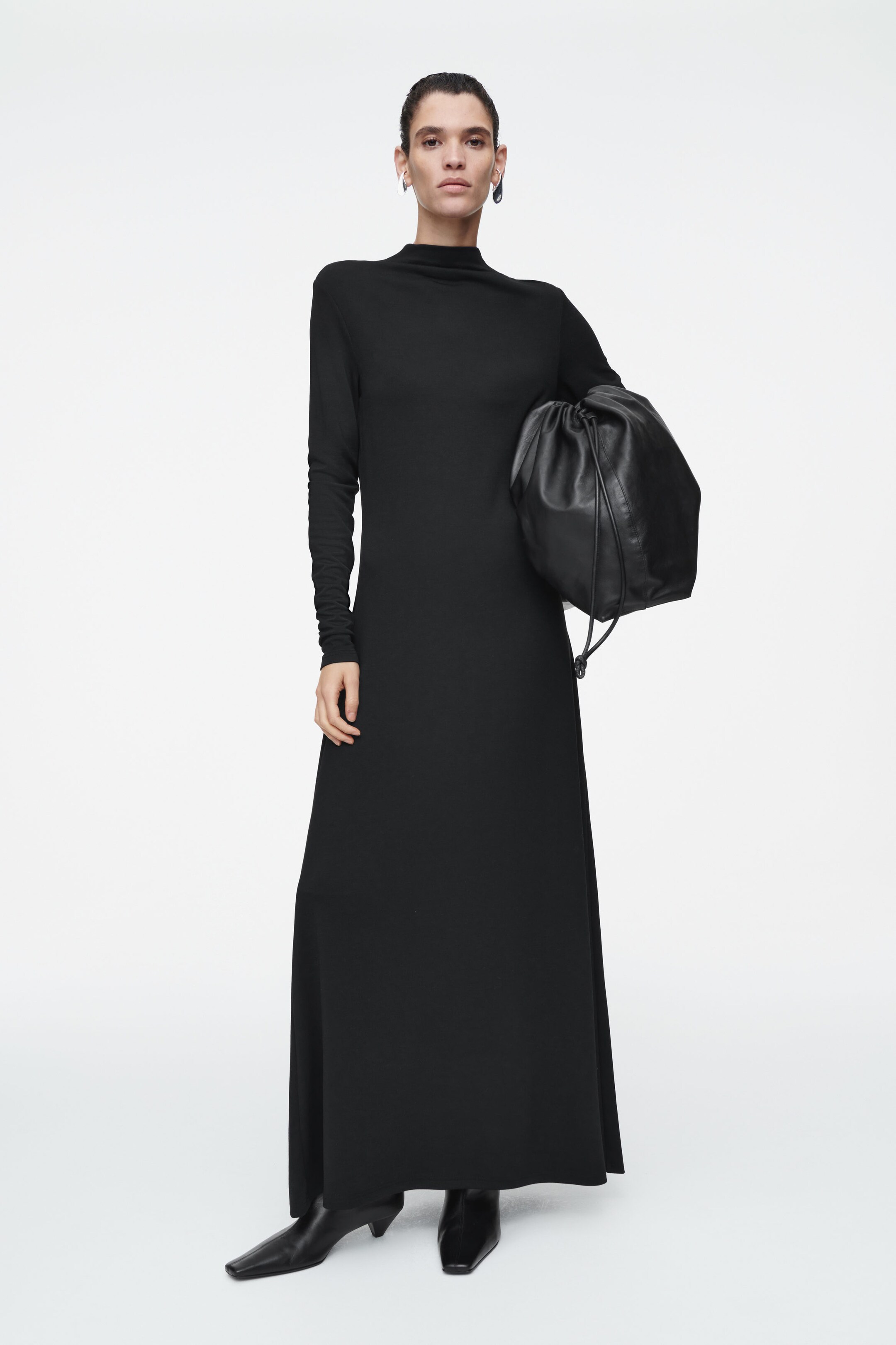 COWL-NECK LONG-SLEEVED MAXI DRESS