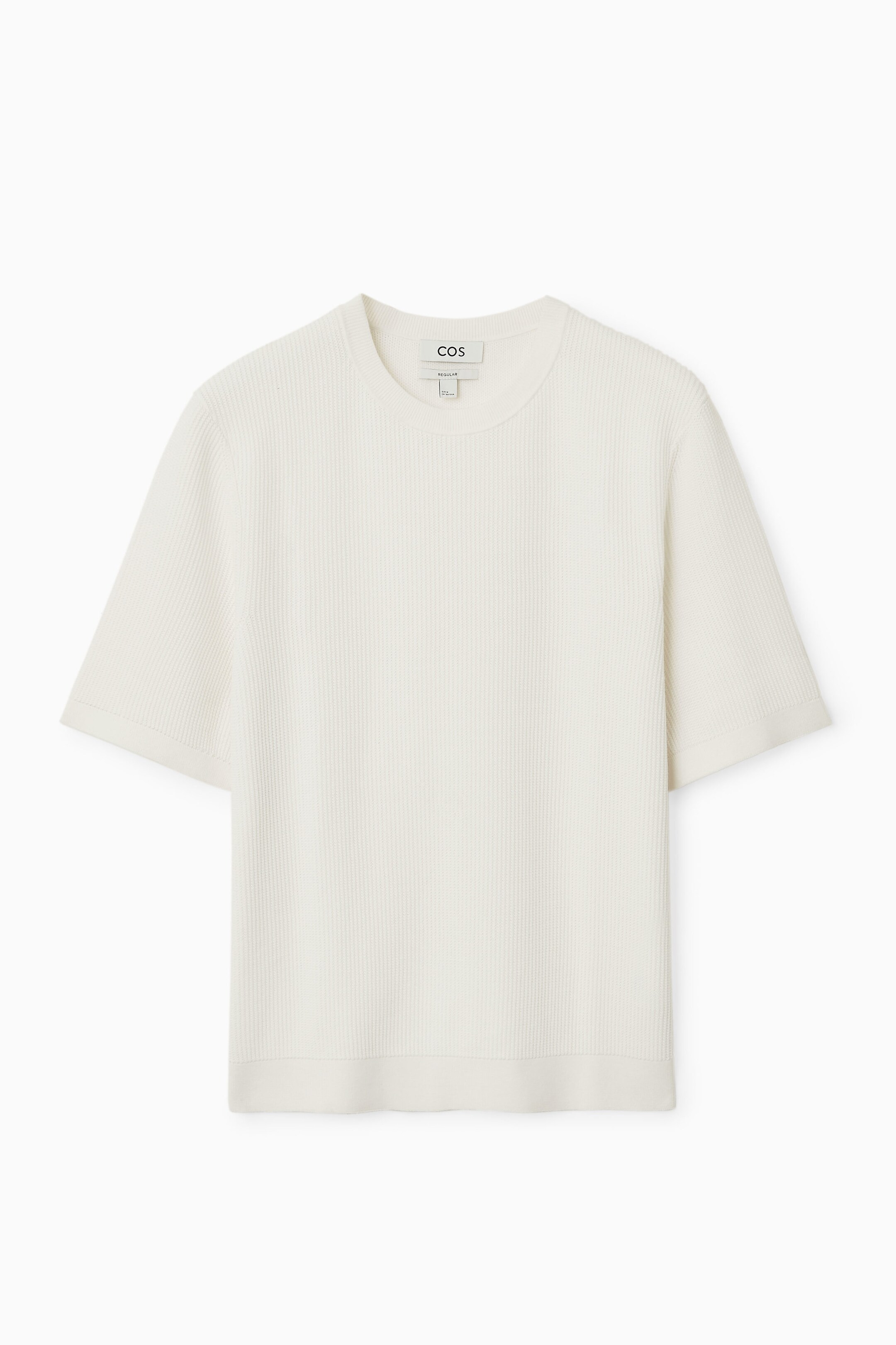 REGULAR TEXTURED-KNIT COTTON T-SHIRT