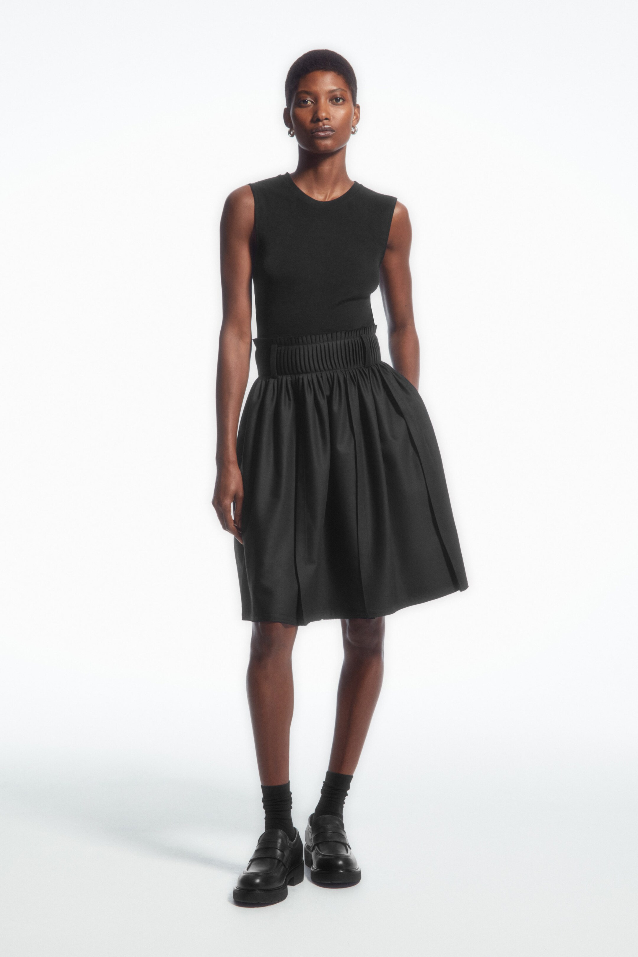 PLEATED WOOL-BLEND SKIRT