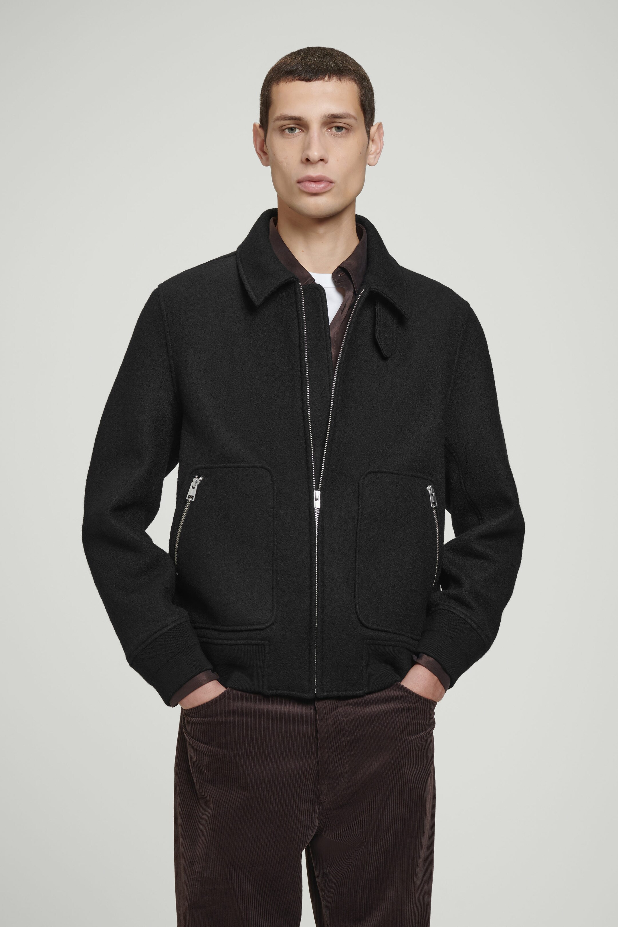 BOILED MERINO WOOL AVIATOR JACKET