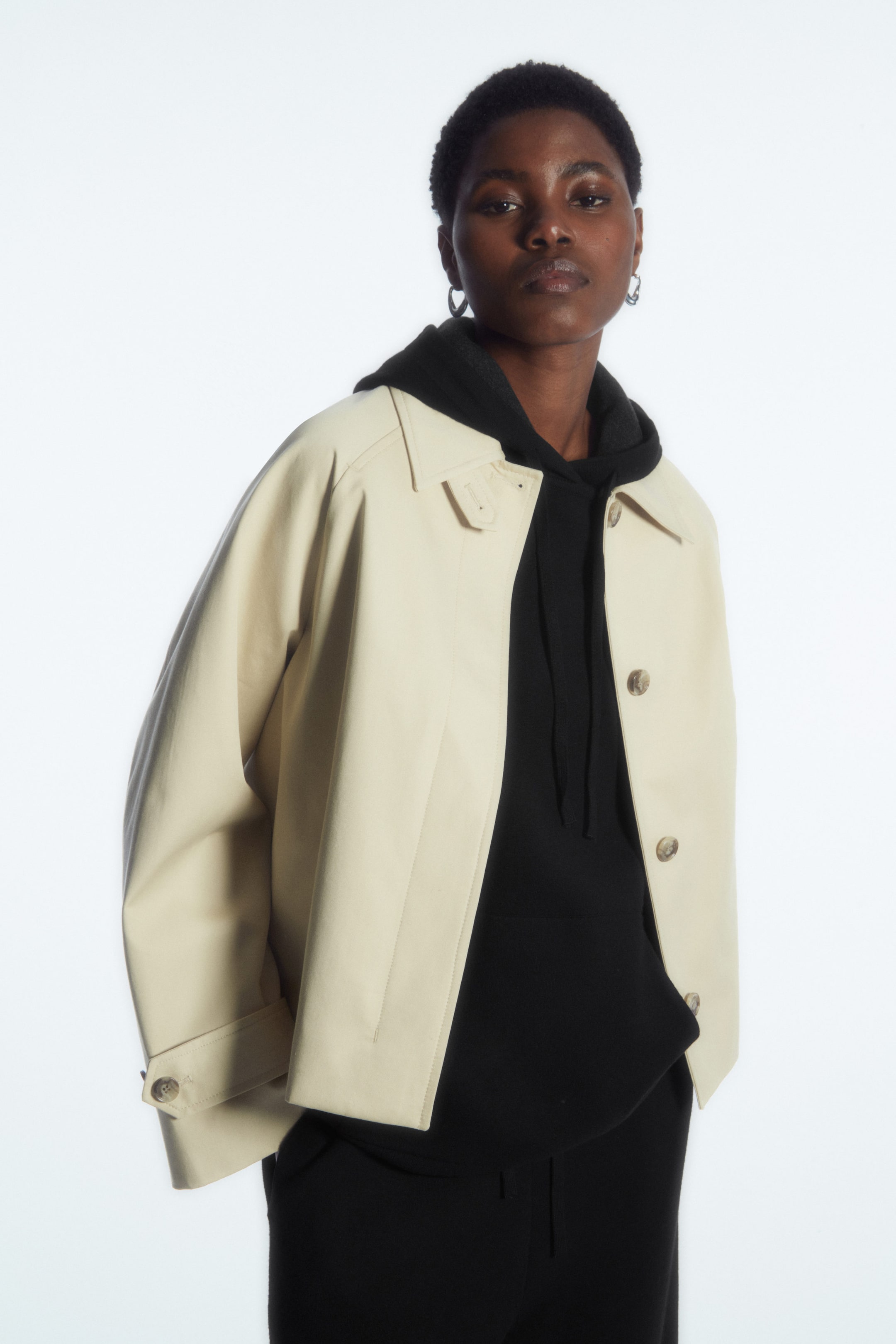 SHORT TWILL TRENCH COAT