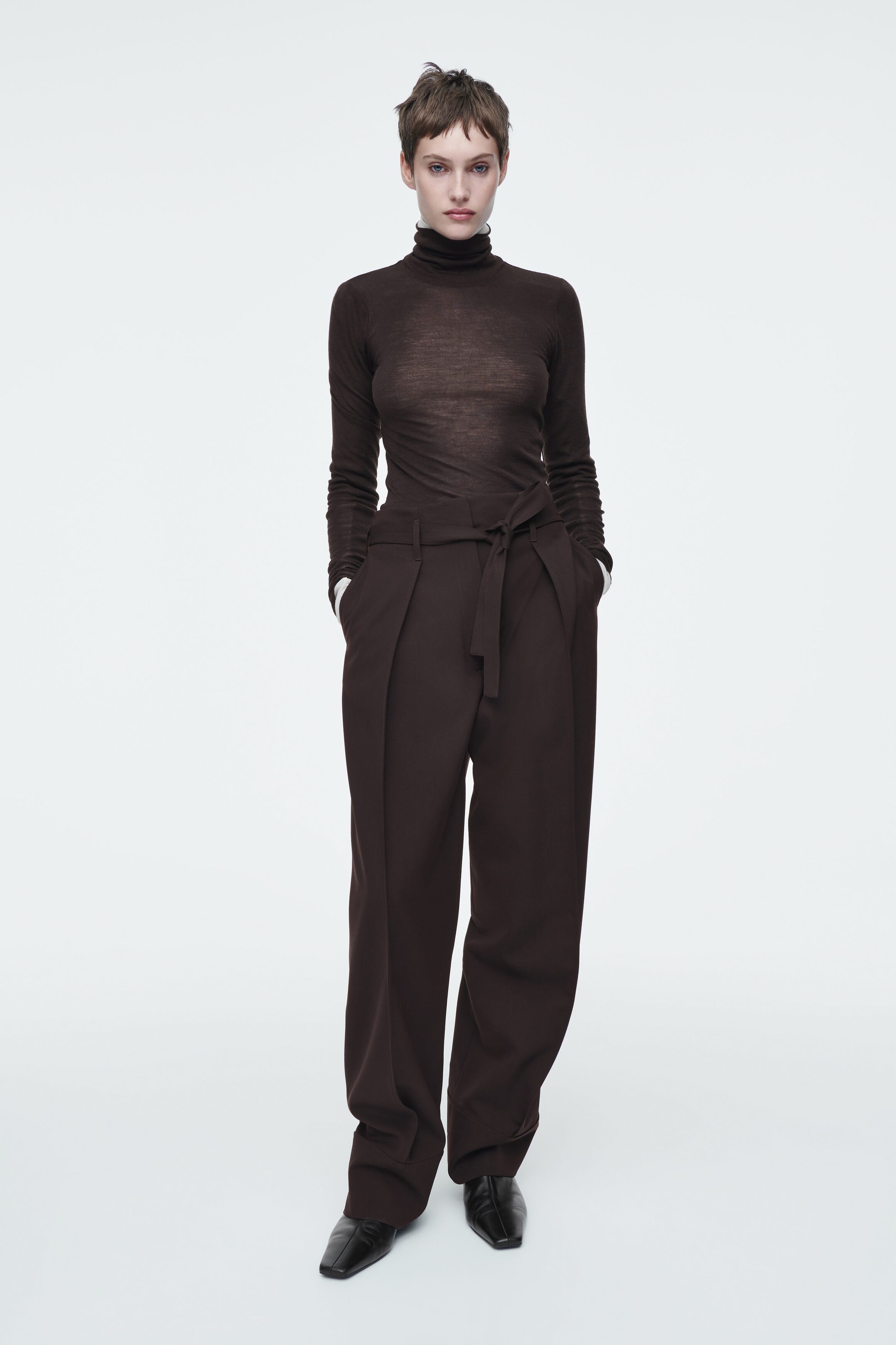 TURN-UP WOOL-BLEND TROUSERS