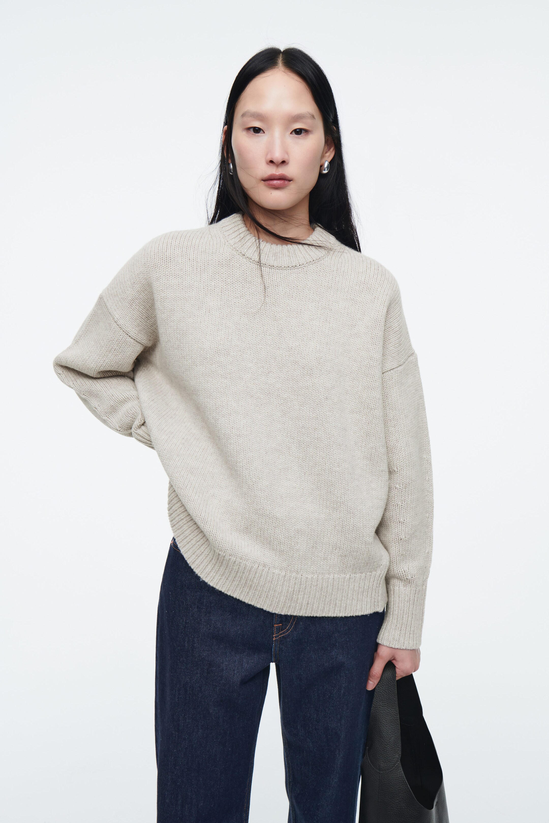 Store COS Womens Tan Scoop Neck Sweater