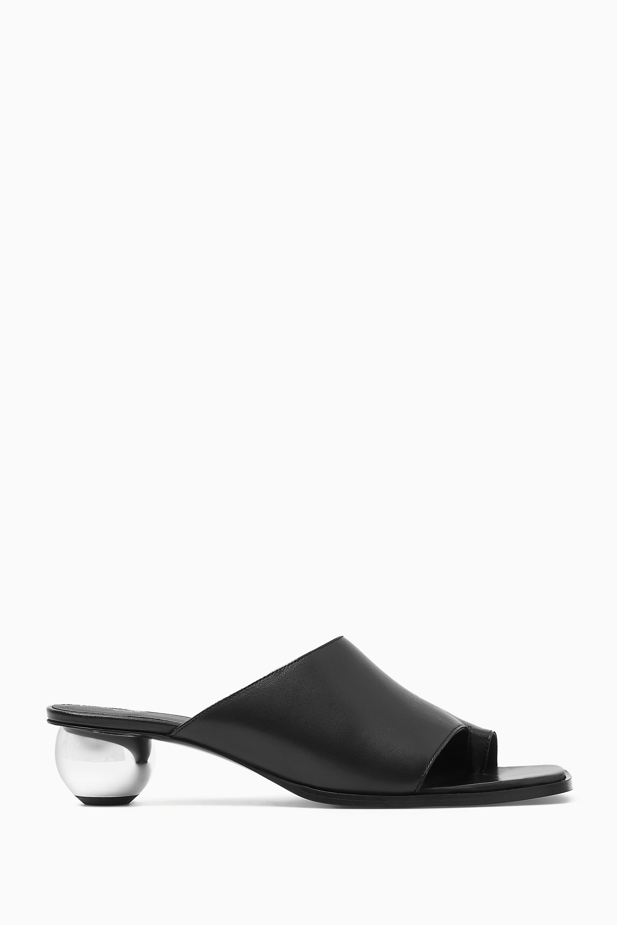 SCULPTURAL-HEEL LEATHER MULES