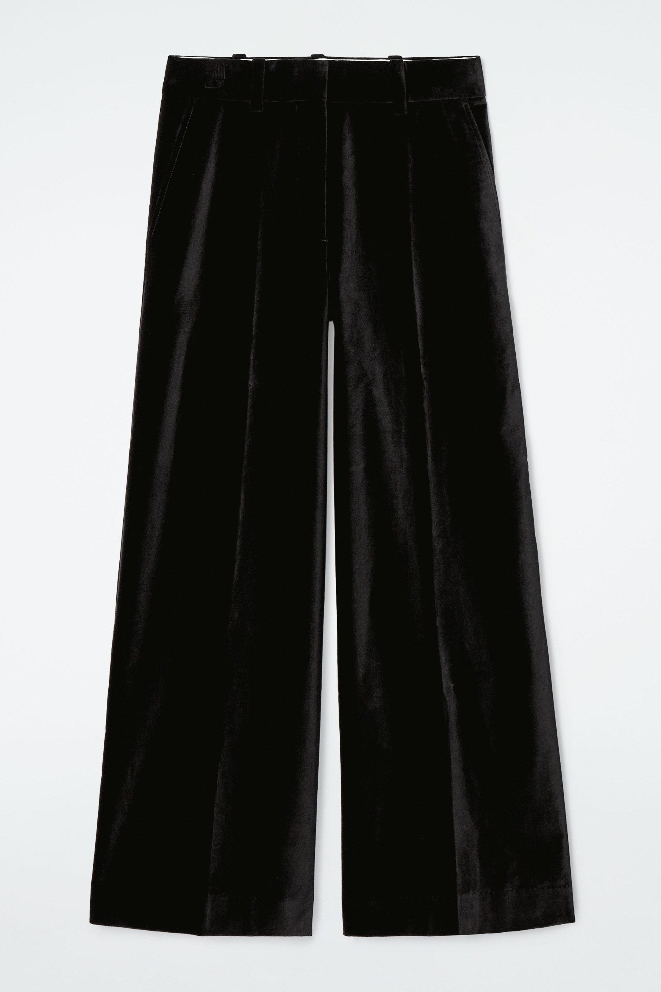 RELAXED VELVET WIDE-LEG TROUSERS