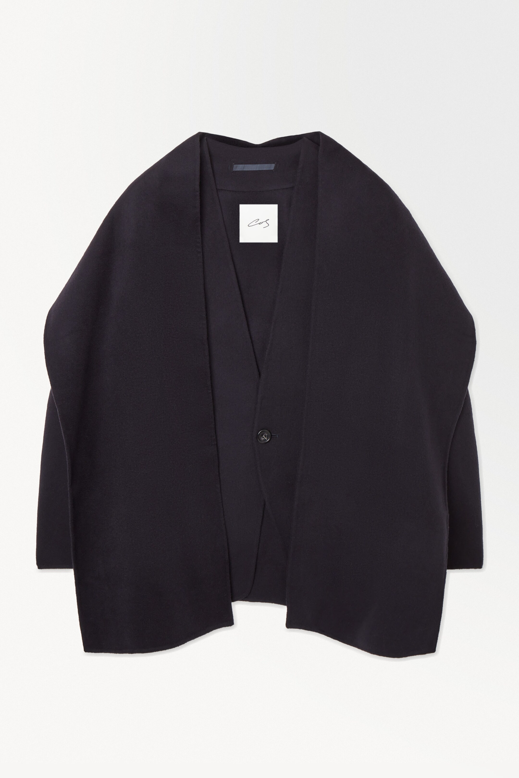 THE COLLARLESS WOOL SCARF JACKET