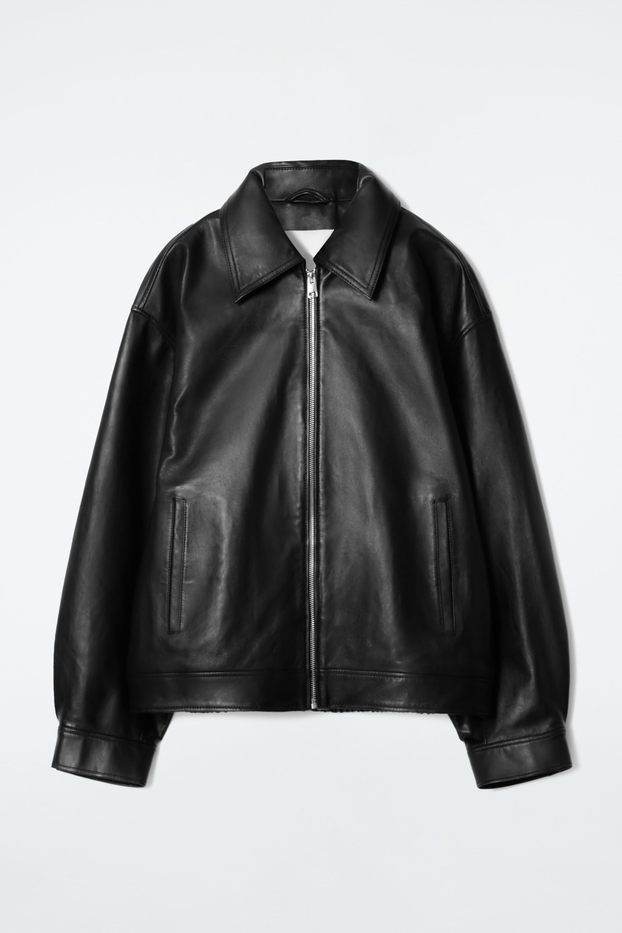 OVERSIZED COLLARED LEATHER JACKET