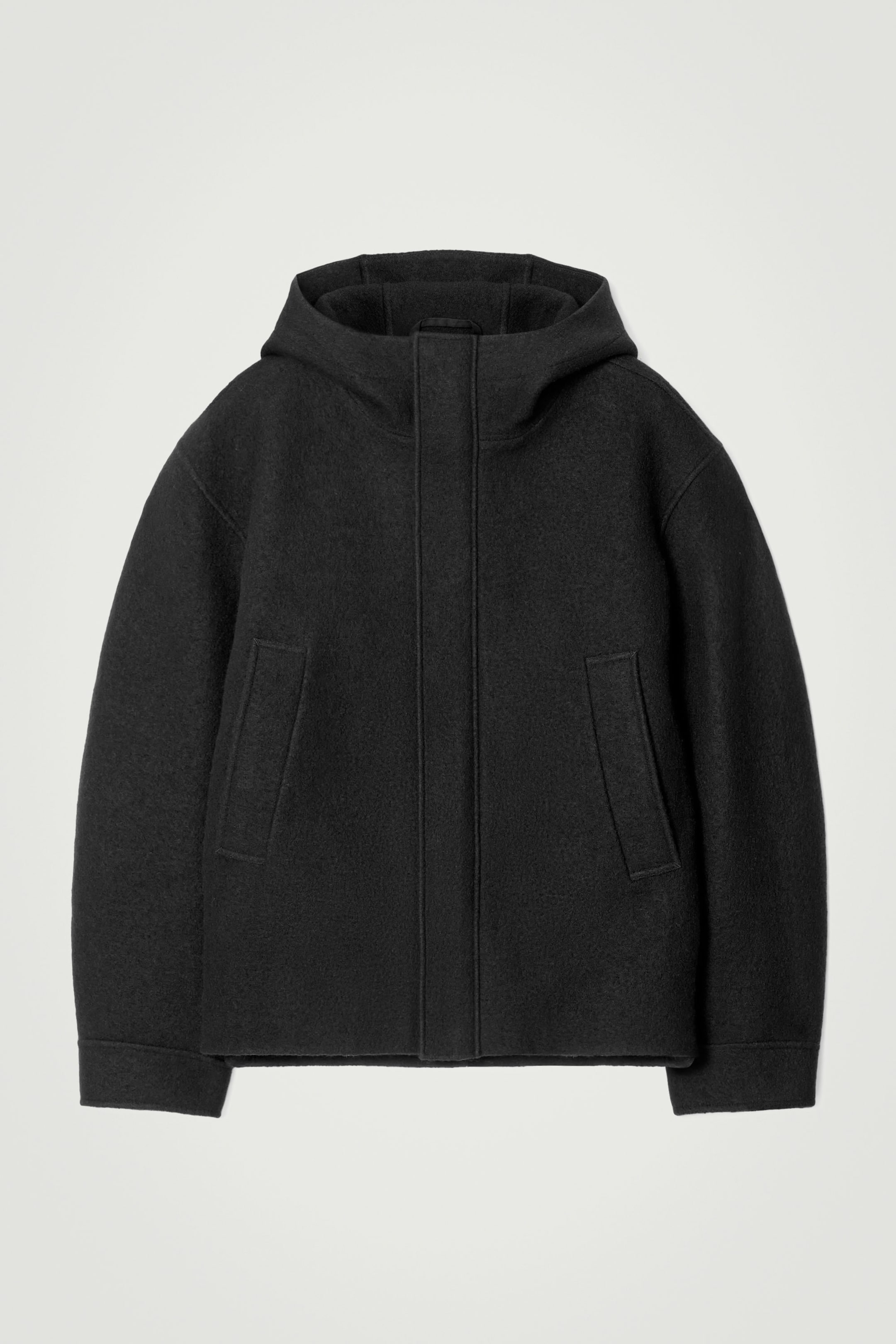 HOODED BOILED WOOL PARKA JACKET