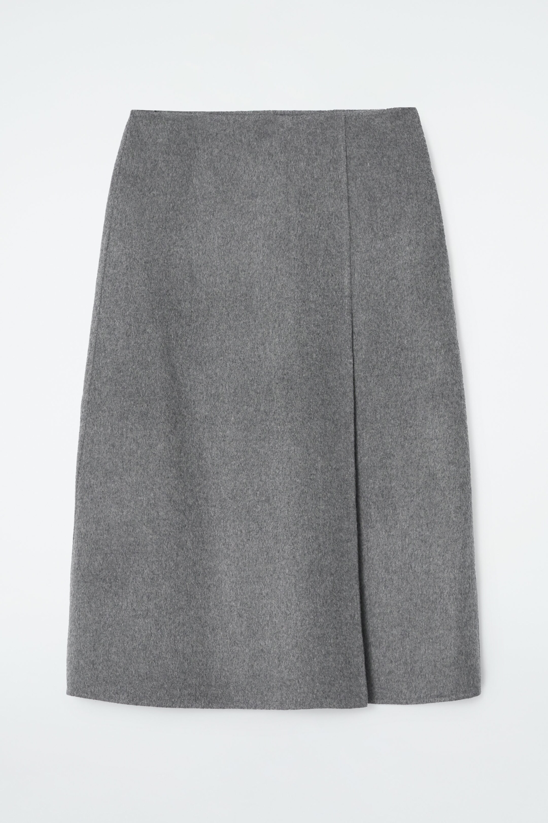 DOUBLE-FACED WOOL MIDI SKIRT