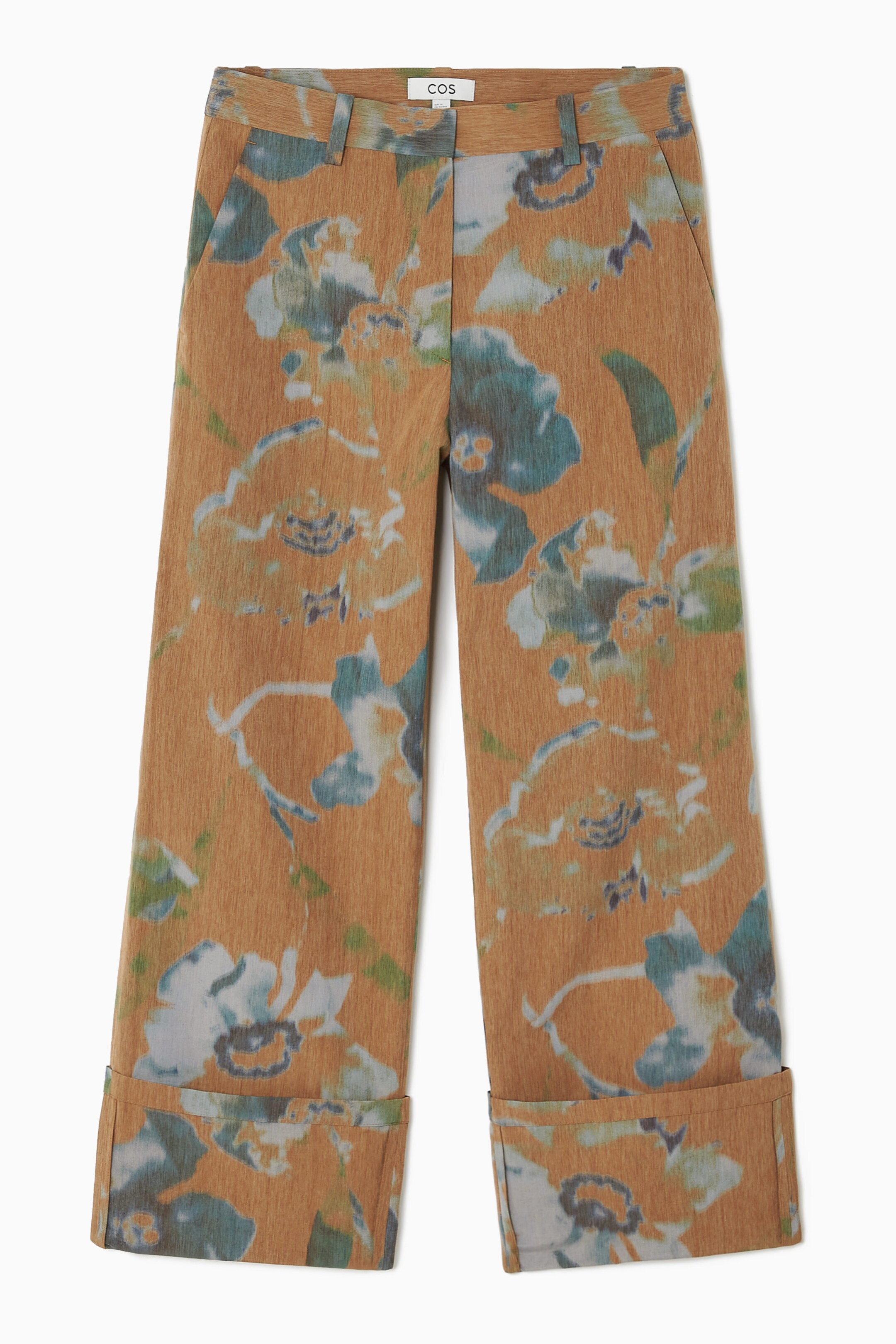 FLORAL-PRINT TURN-UP PANTS