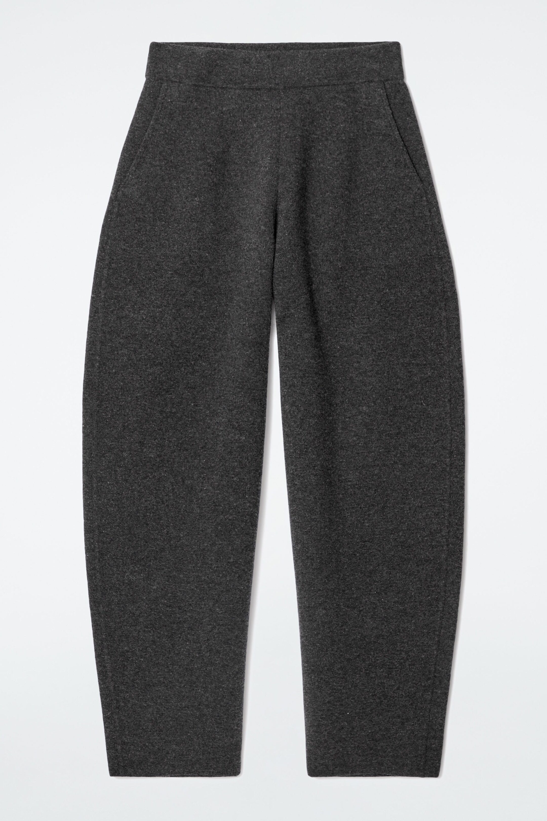 MERINO WOOL BARREL-LEG TROUSERS