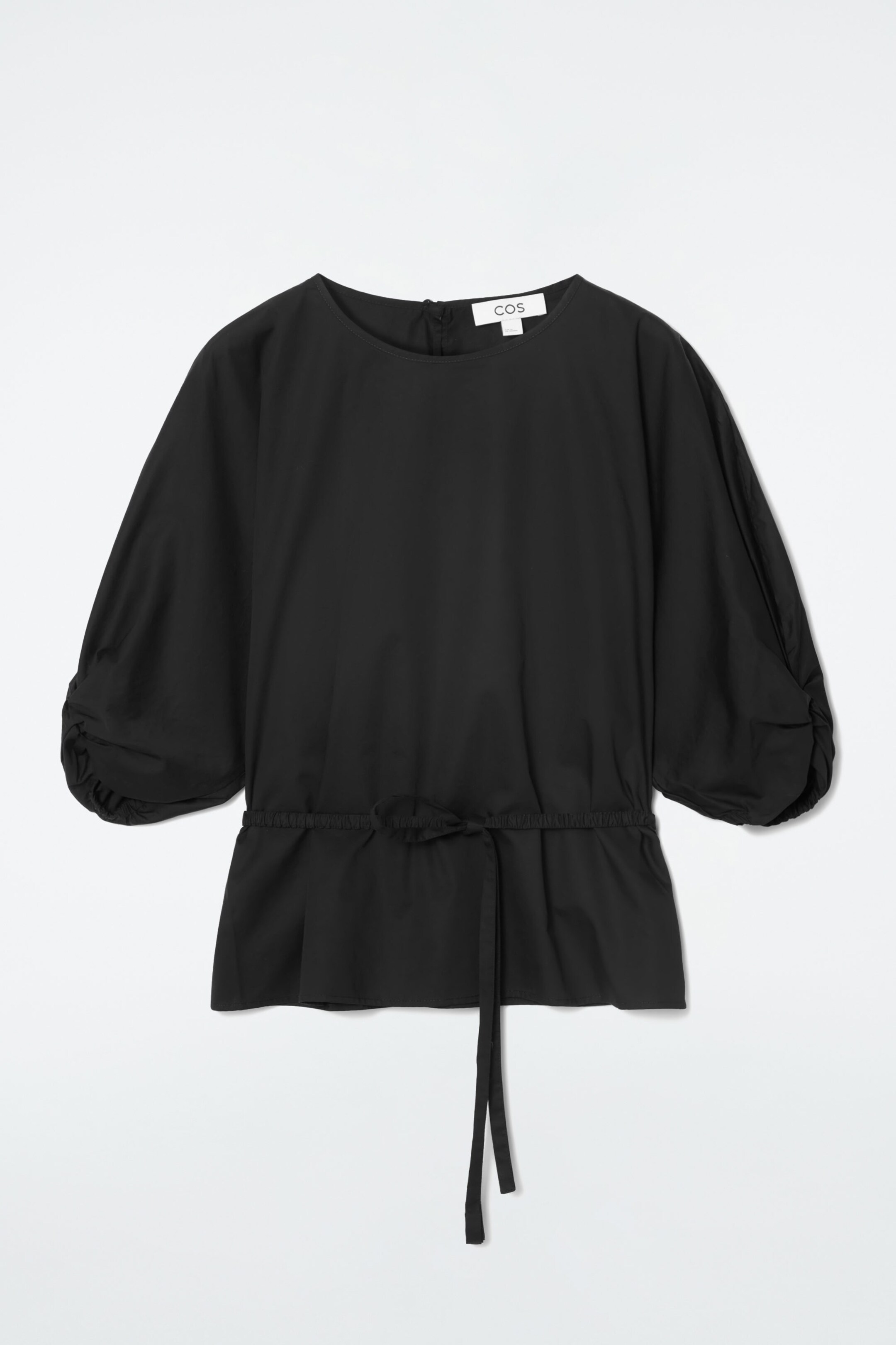 BELTED PUFF-SLEEVE BLOUSE