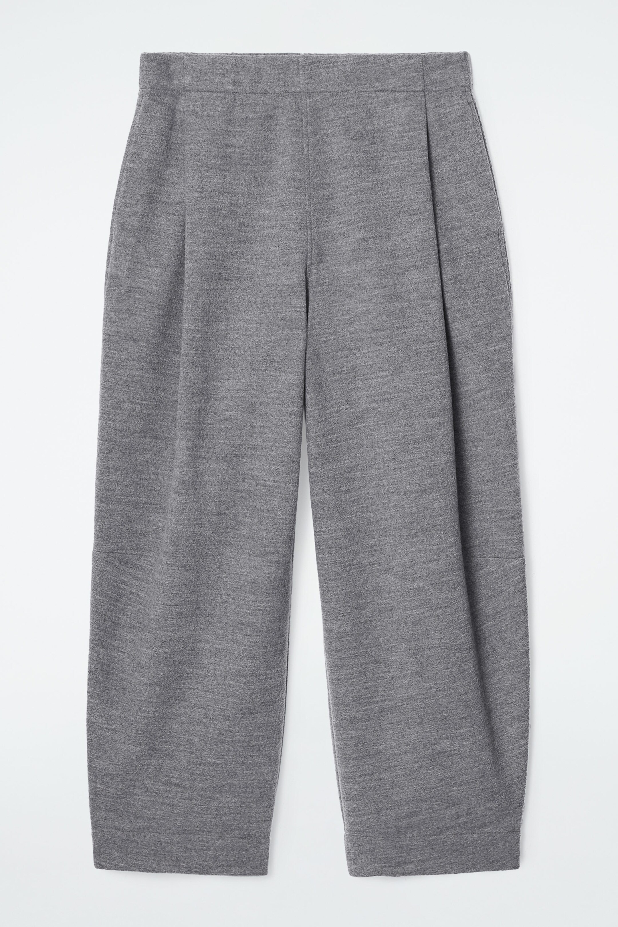 BOILED-WOOL BARREL-LEG TROUSERS