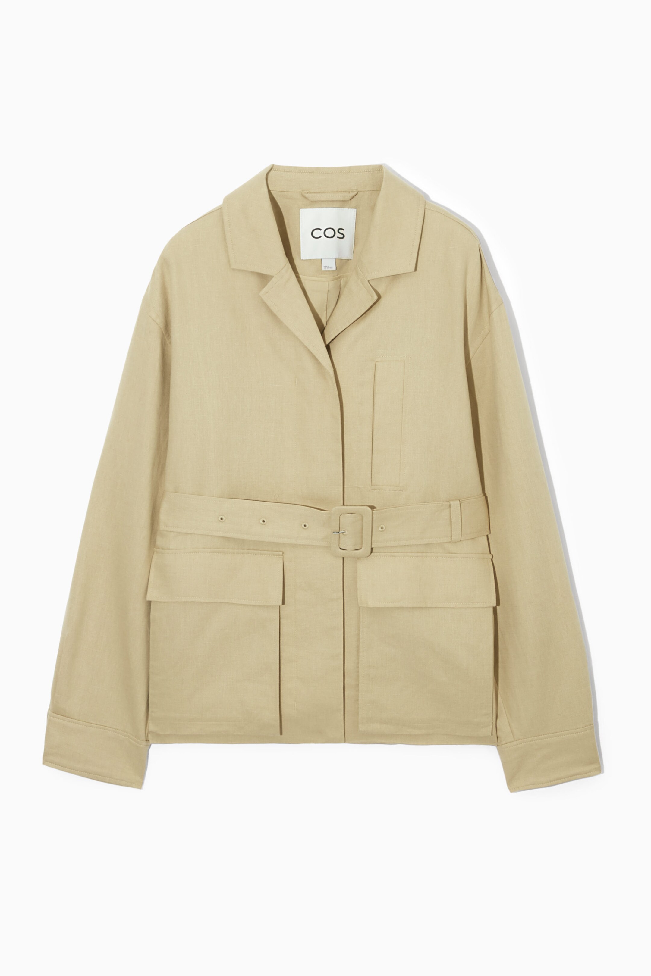 BELTED LINEN UTILITY JACKET