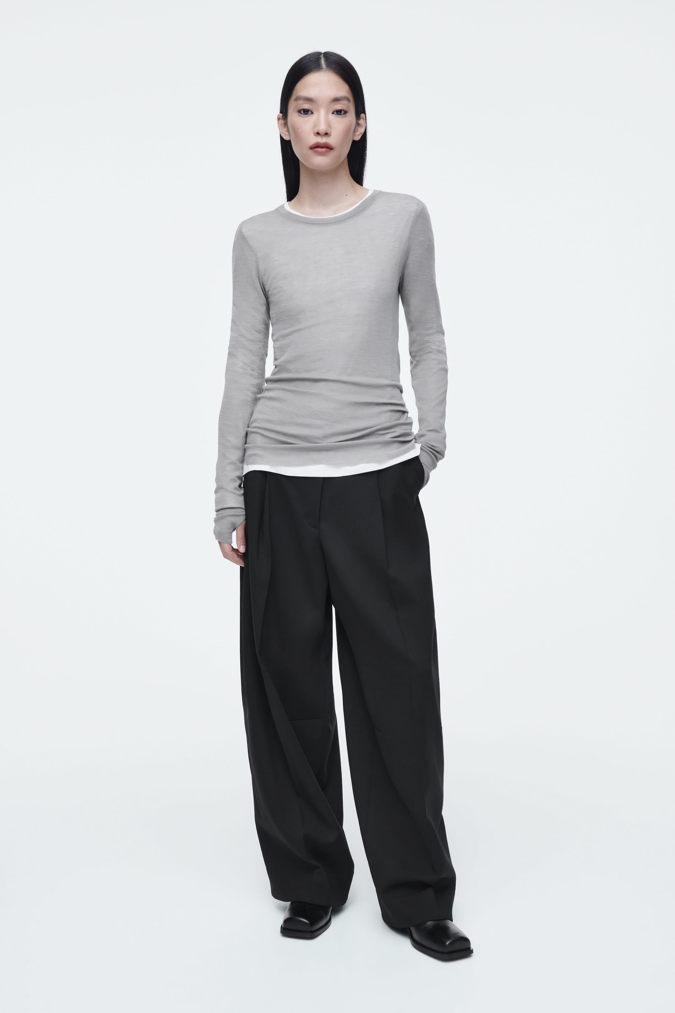 WOOL-BLEND WIDE-LEG TROUSERS