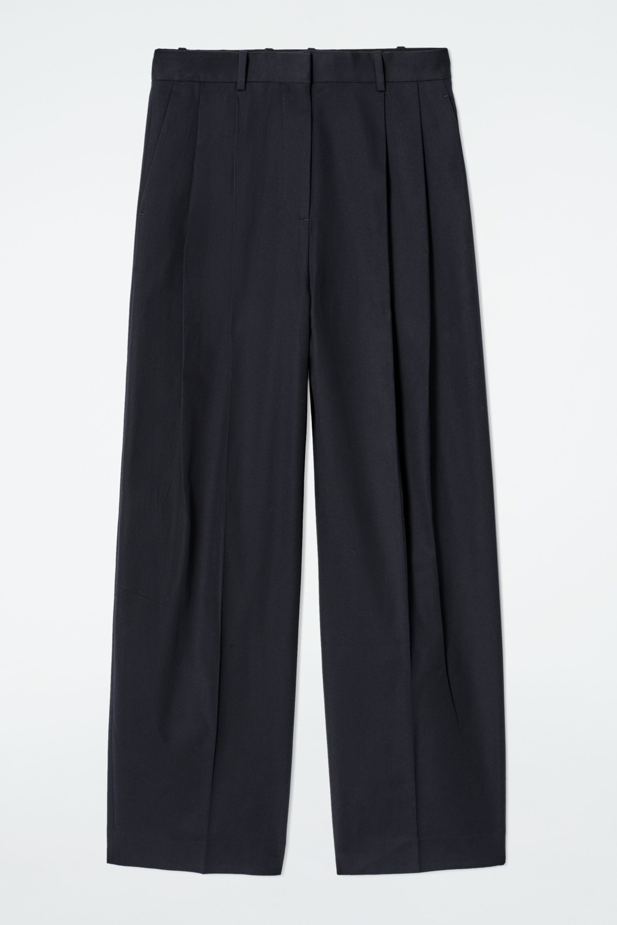 RELAXED COTTON WIDE-LEG TROUSERS