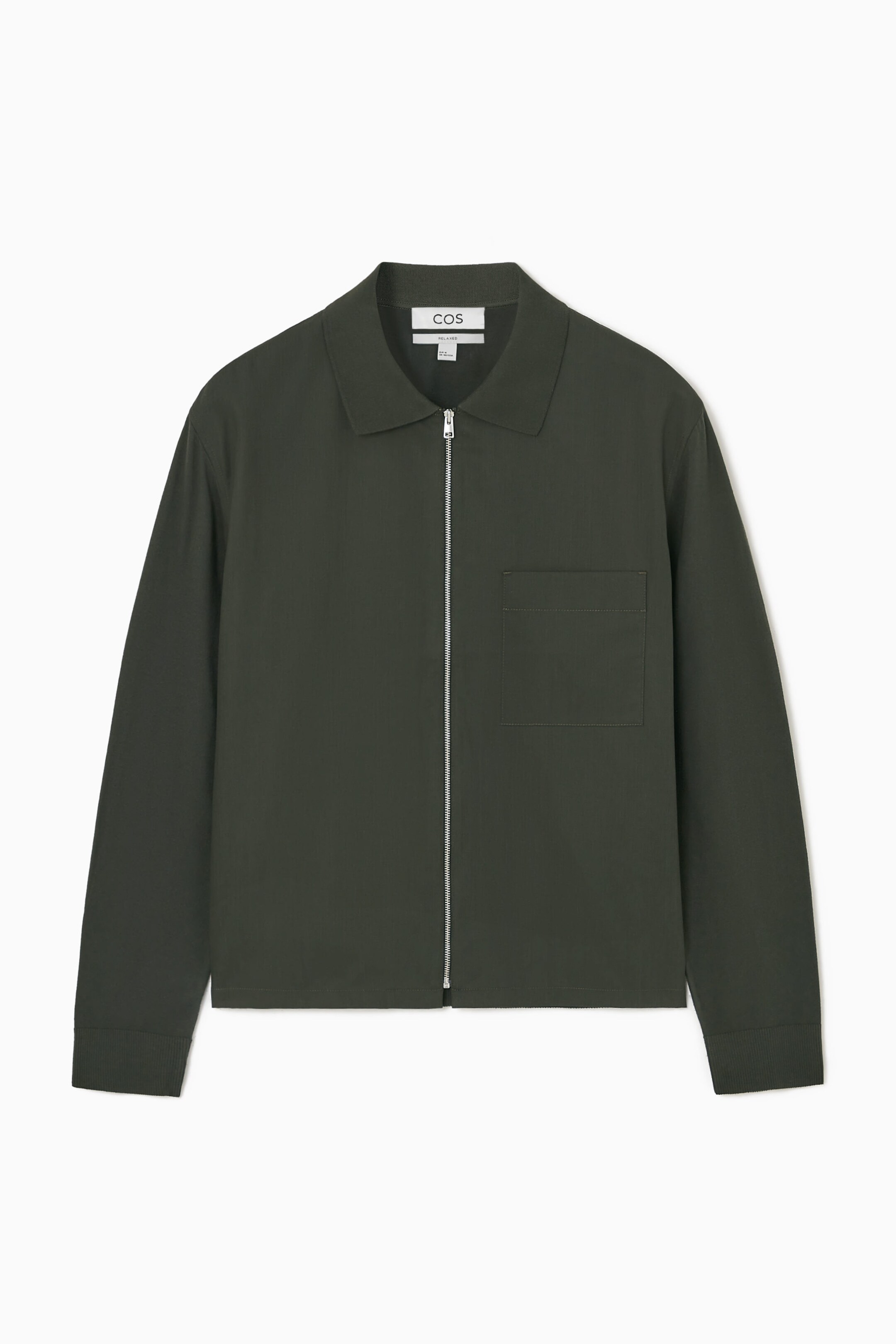 RELAXED COTTON CONTRAST-PANEL ZIPPED OVERSHIRT