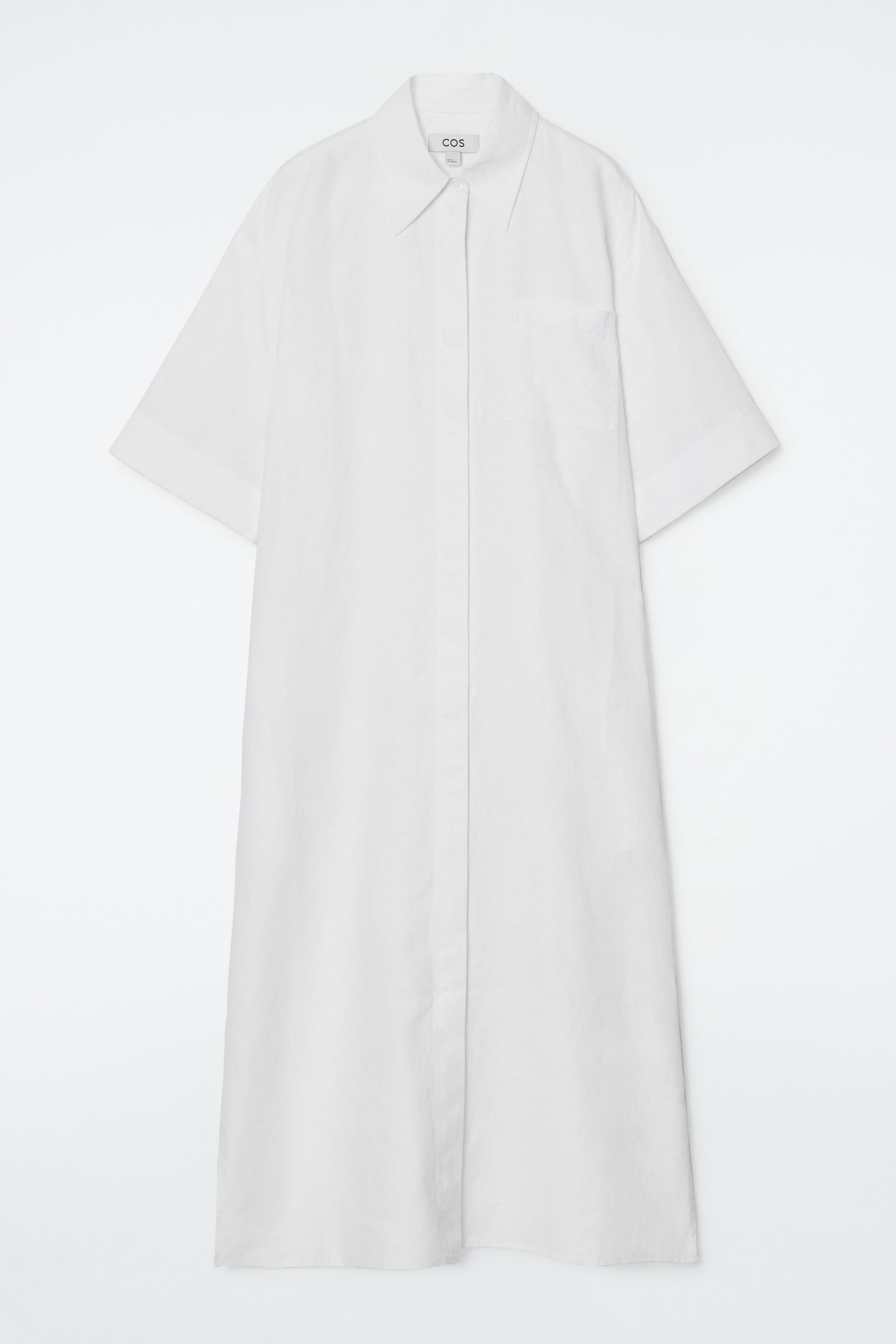 OVERSIZED SHORT-SLEEVED LINEN MIDI DRESS