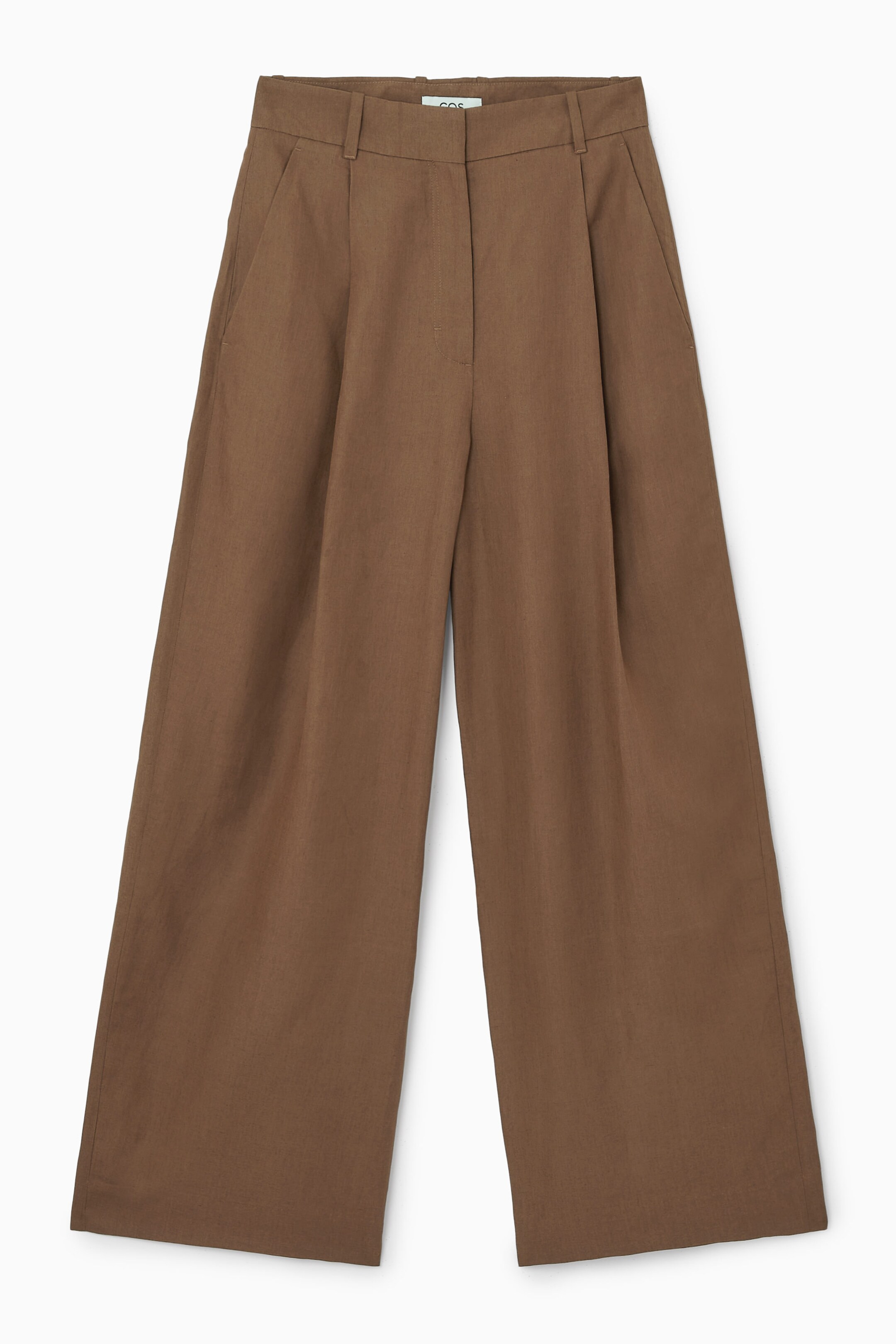 RELAXED LINEN-BLEND WIDE-LEG PANTS