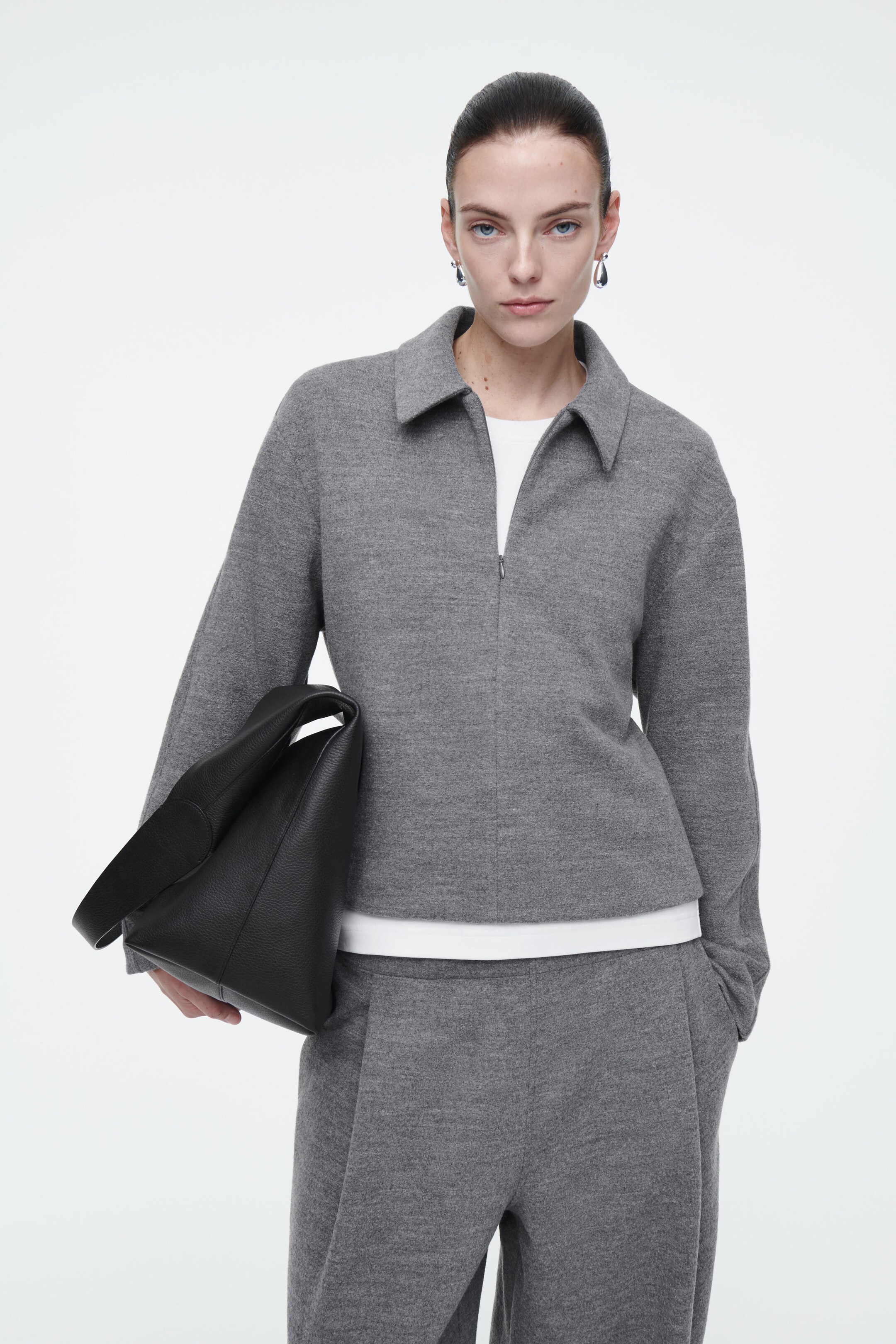 BOILED-WOOL ZIP-UP CARDIGAN