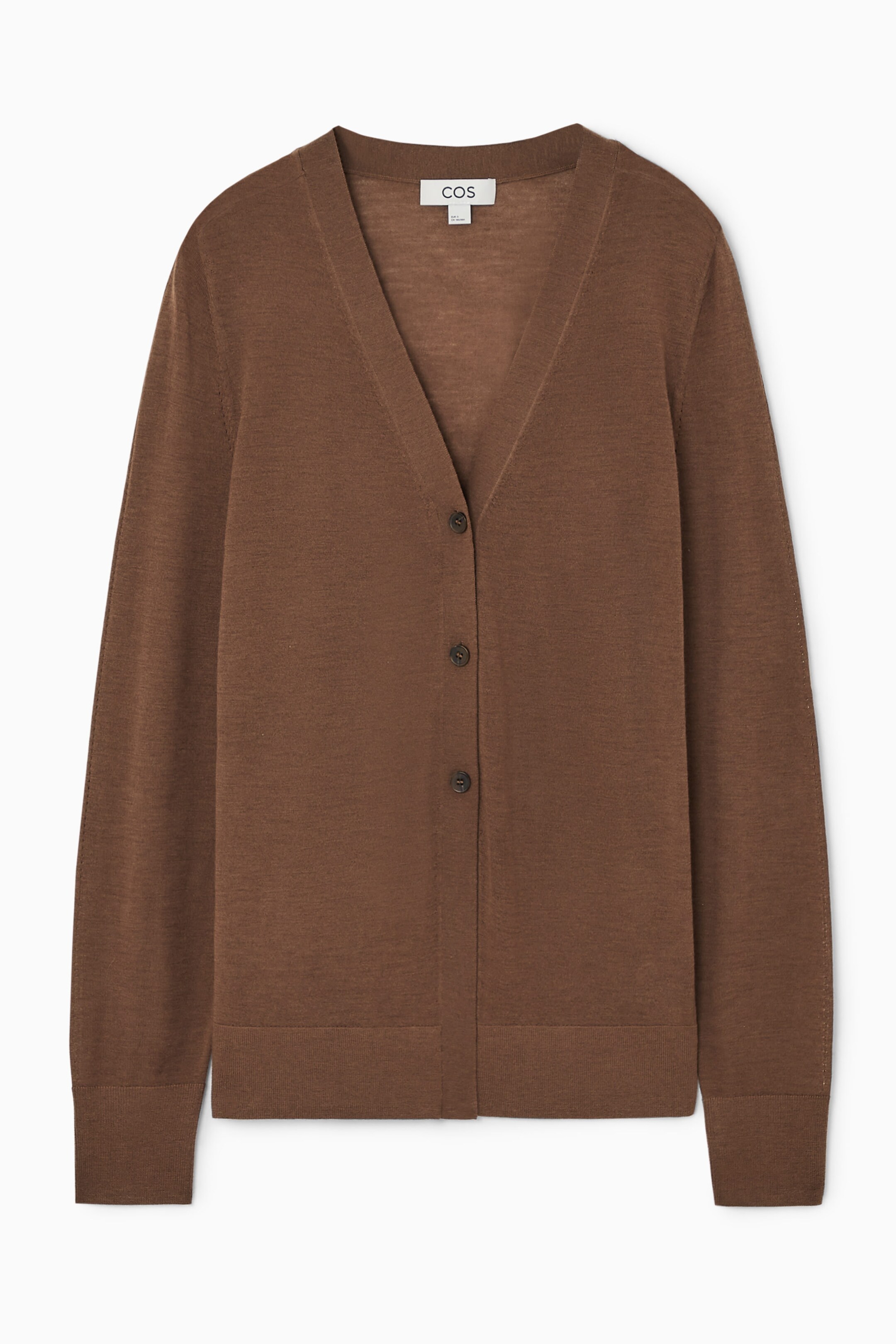 V-NECK WOOL CARDIGAN - BROWN