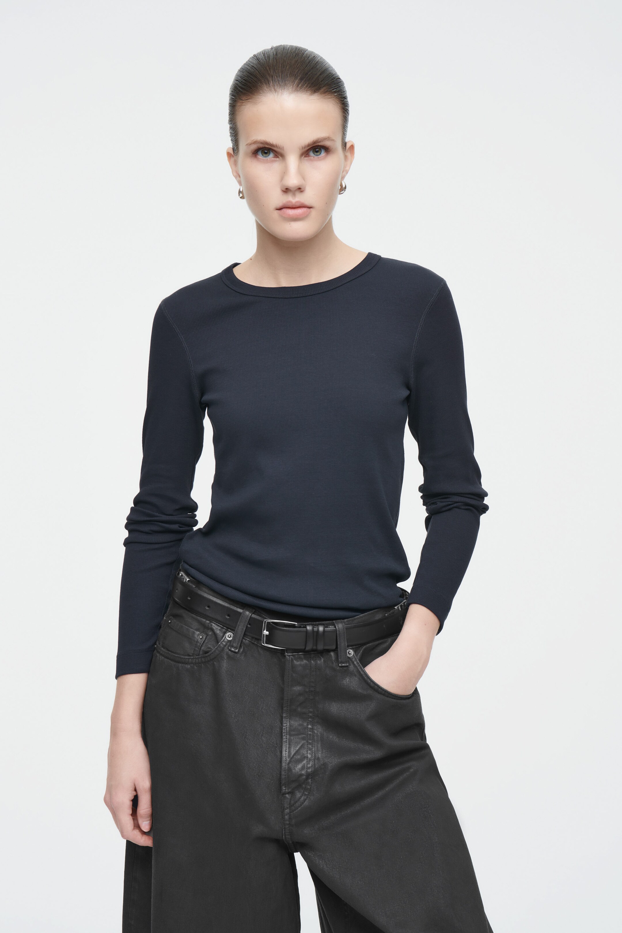 RIBBED JERSEY LONG-SLEEVED TOP