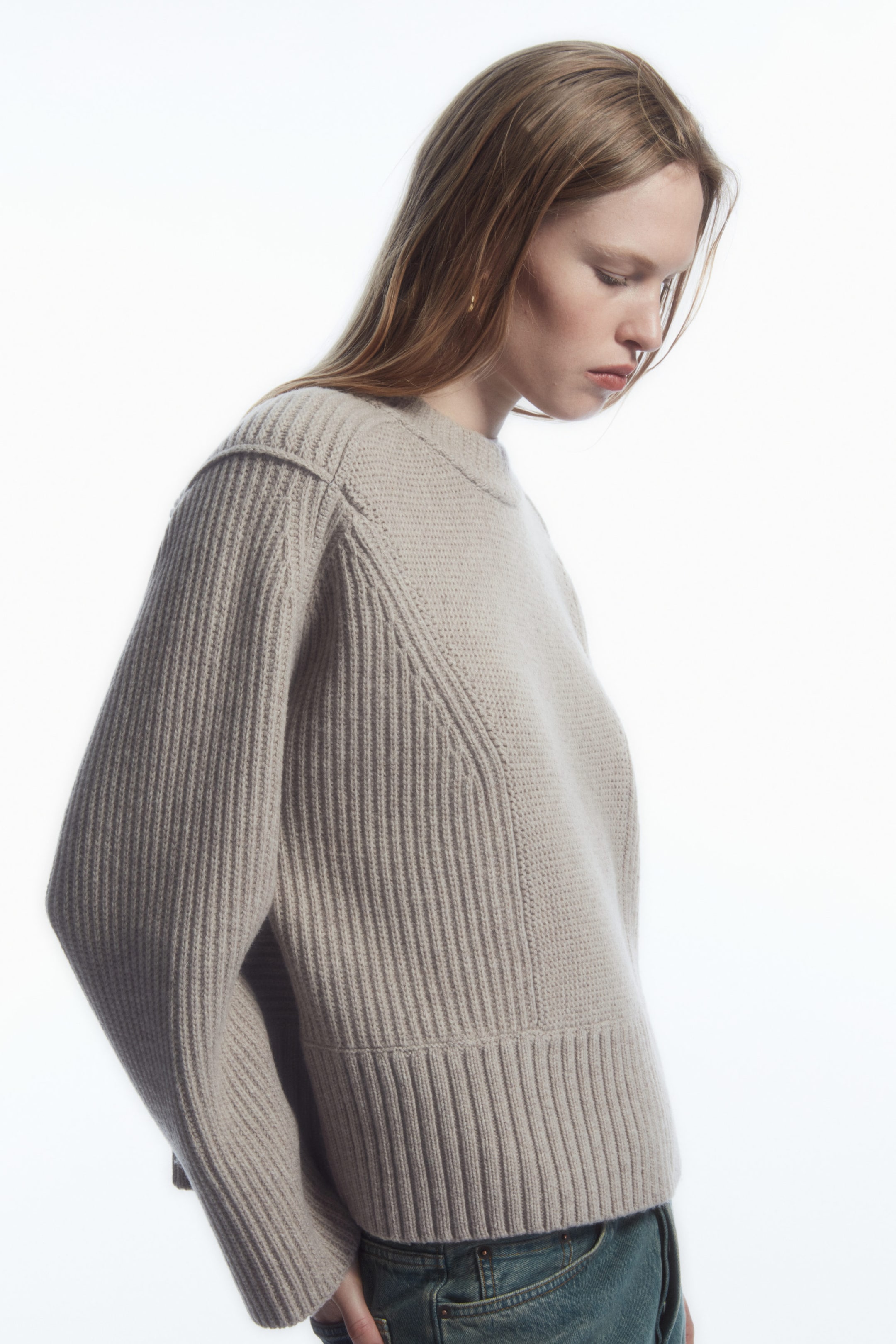 CHUNKY PANELLED WOOL JUMPER