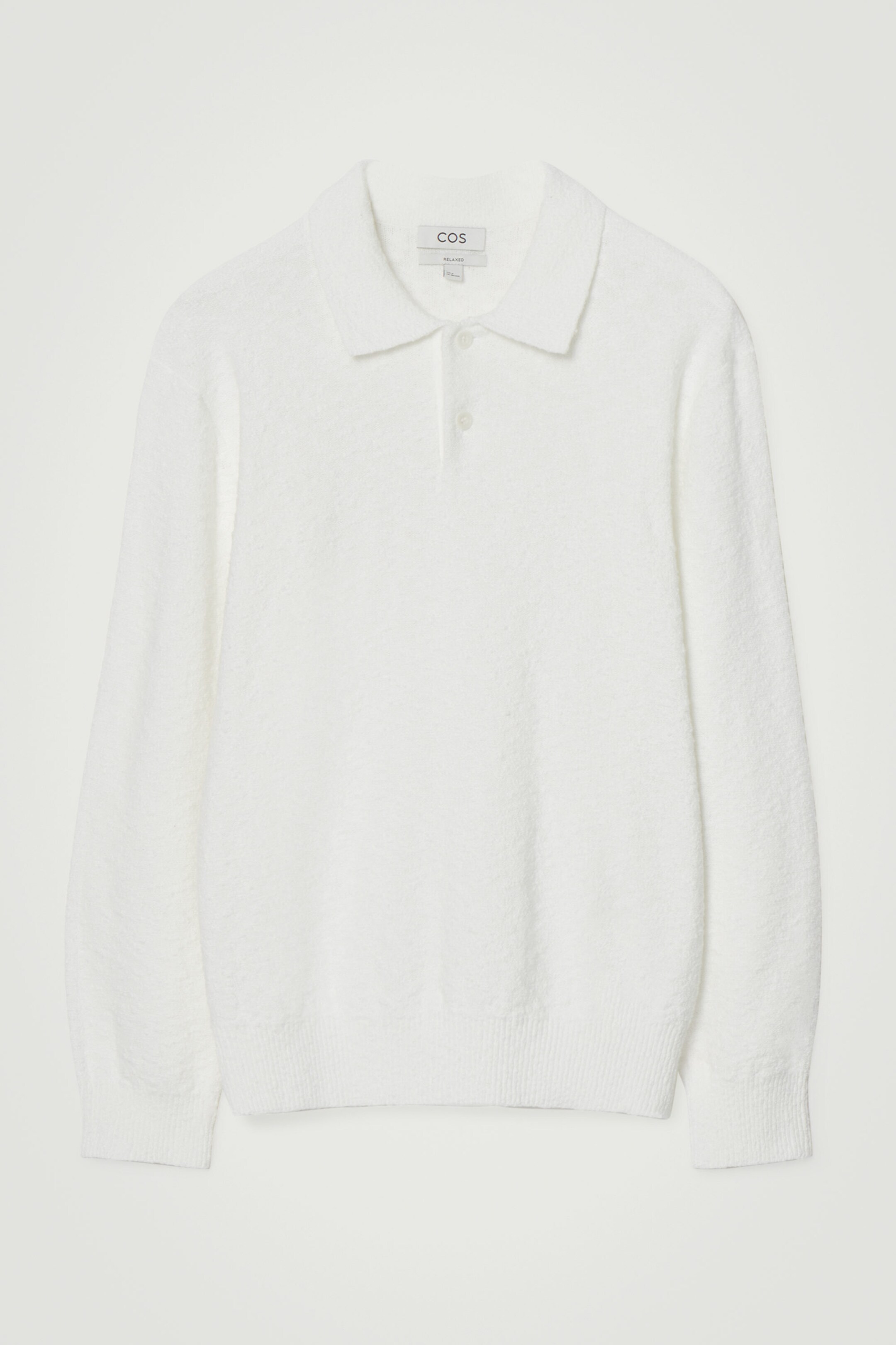 BOUCLÉ-KNIT LONG-SLEEVED POLO SHIRT