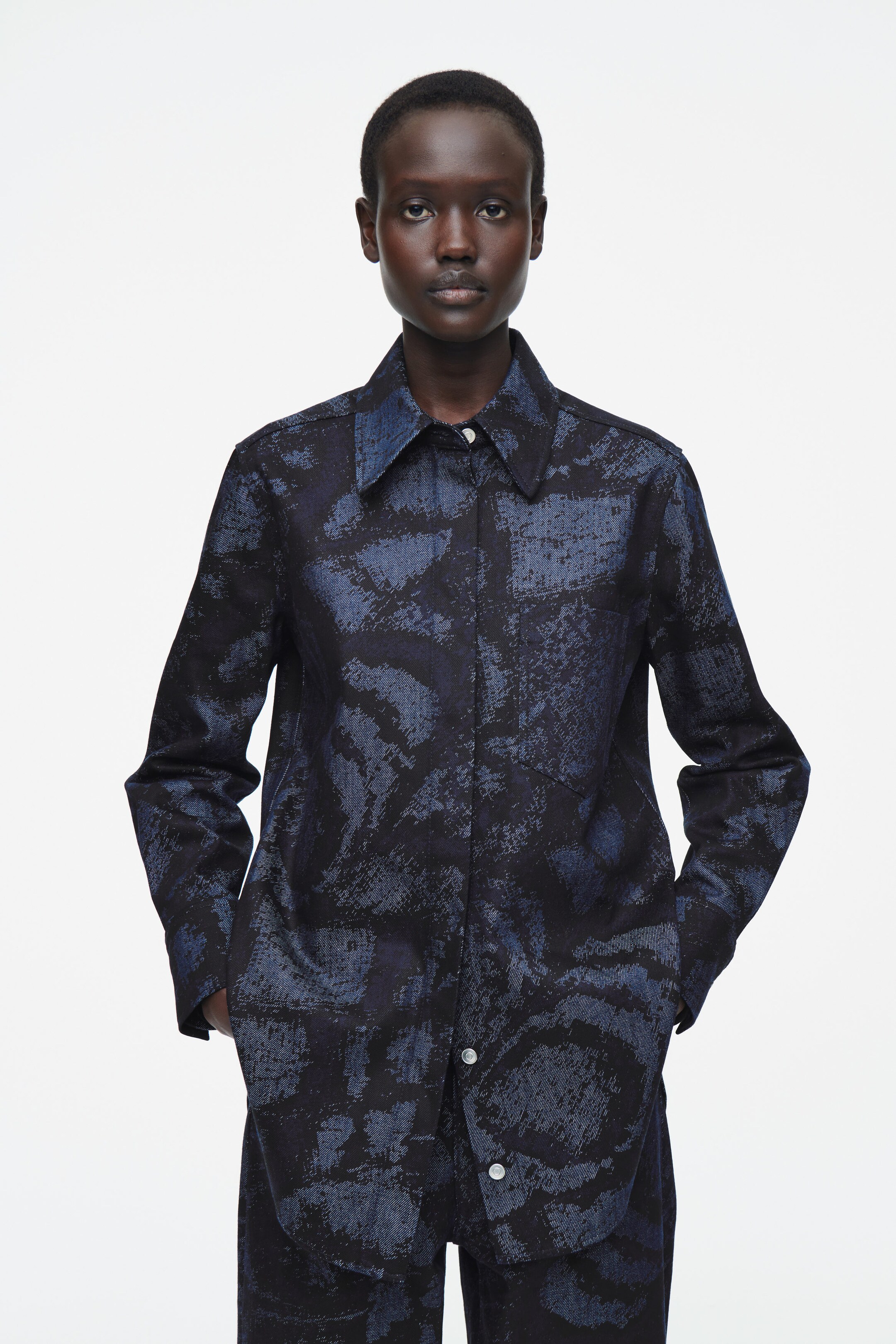 REGULAR JACQUARD DENIM SHIRT